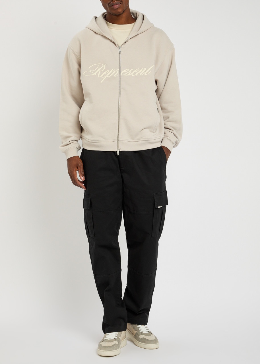 Represent Script Logo Zip Hooded Cotton Sweatshirt - 4
