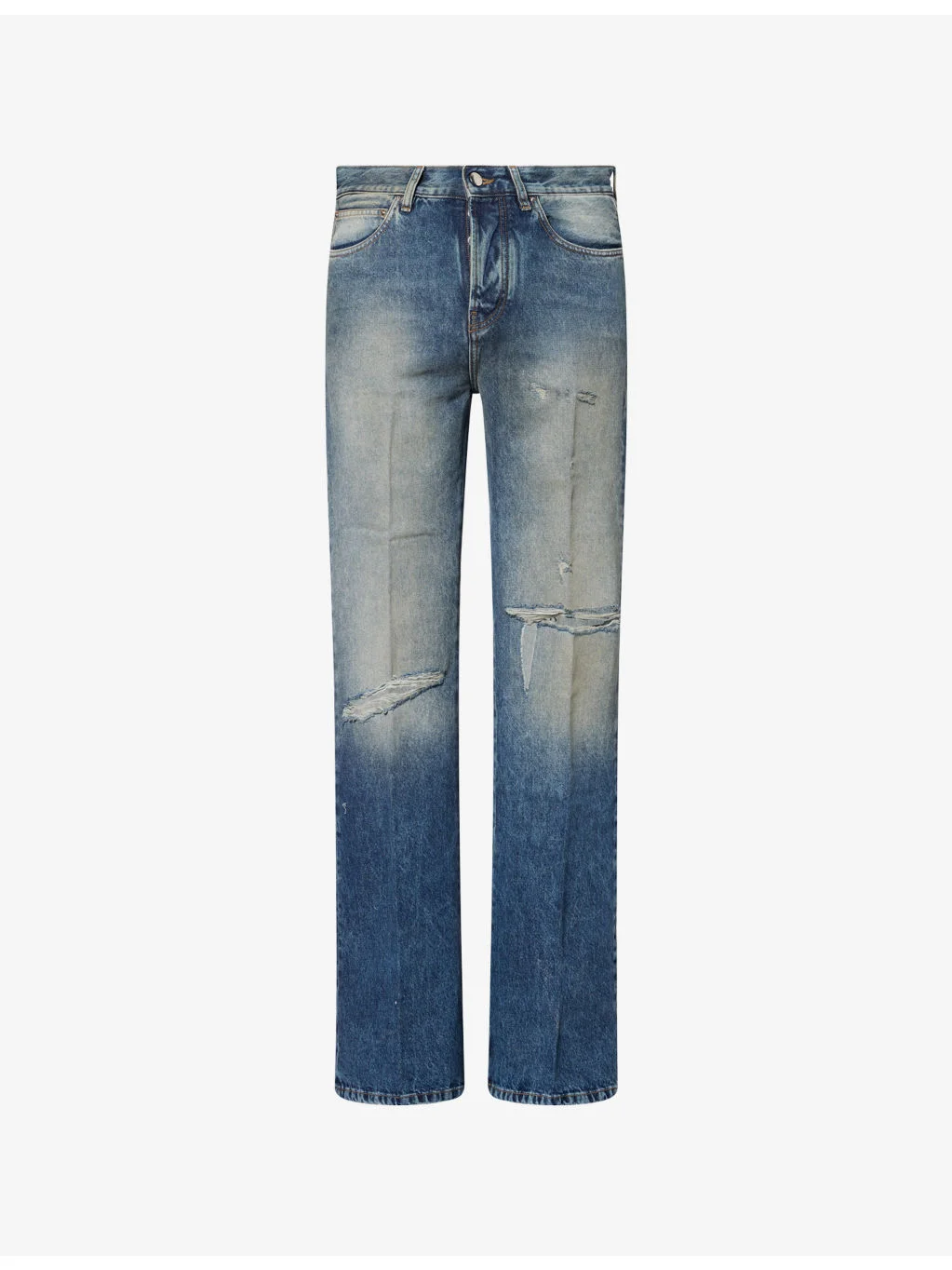 Slashed Boot-Cut Denim Jeans - 1