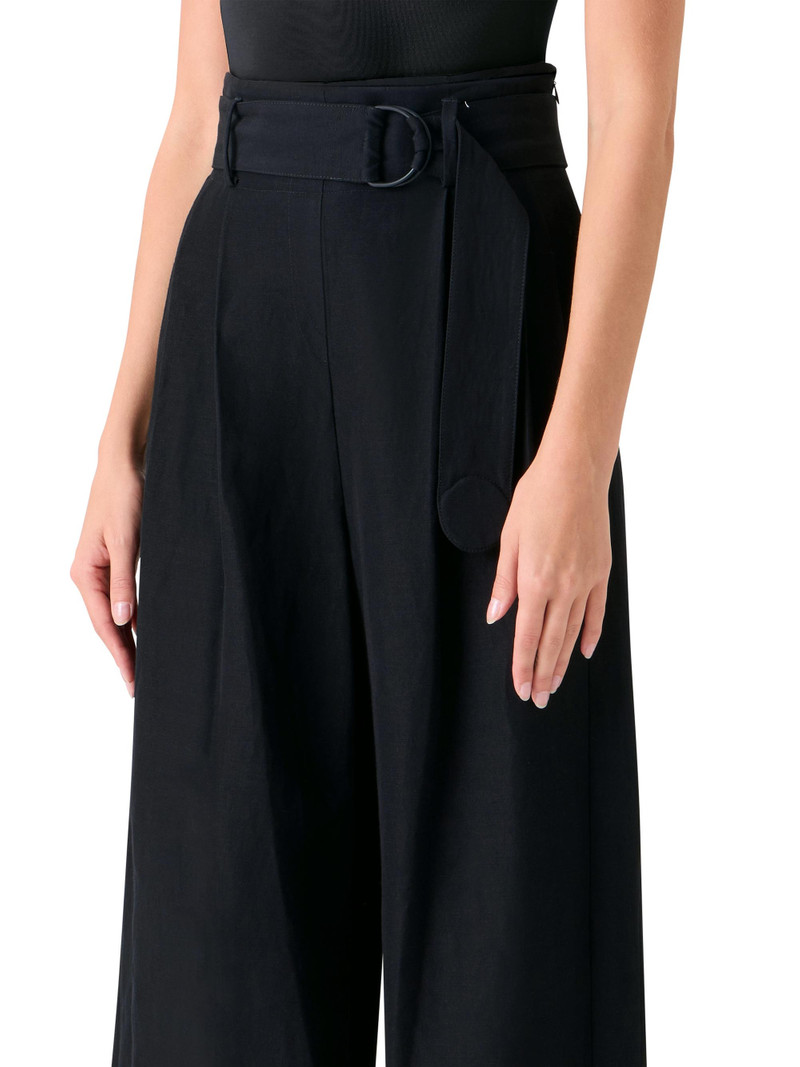 Women's Fiorella Linen-Blend High-Rise Pants - Black 5