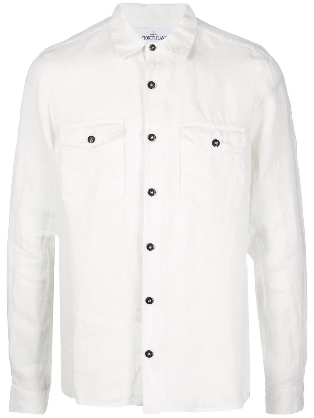 Compass-embroidered linen shirt - 1