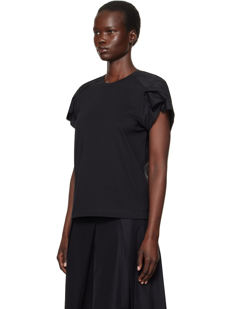3.1 Phillip Lim Black Cascade Drape Combo T-shirt outlook