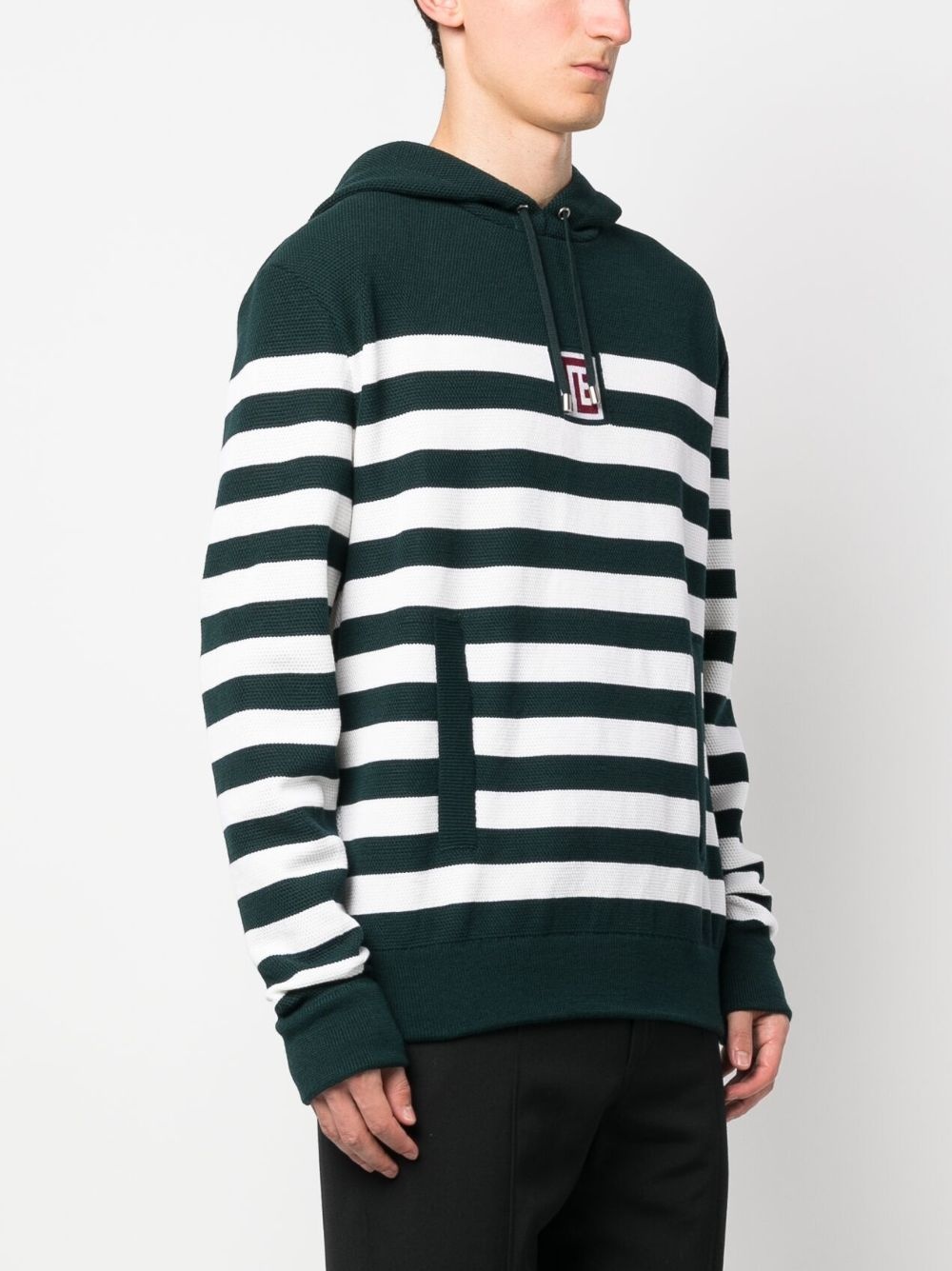 striped wool-blend knitted hoodie - 3
