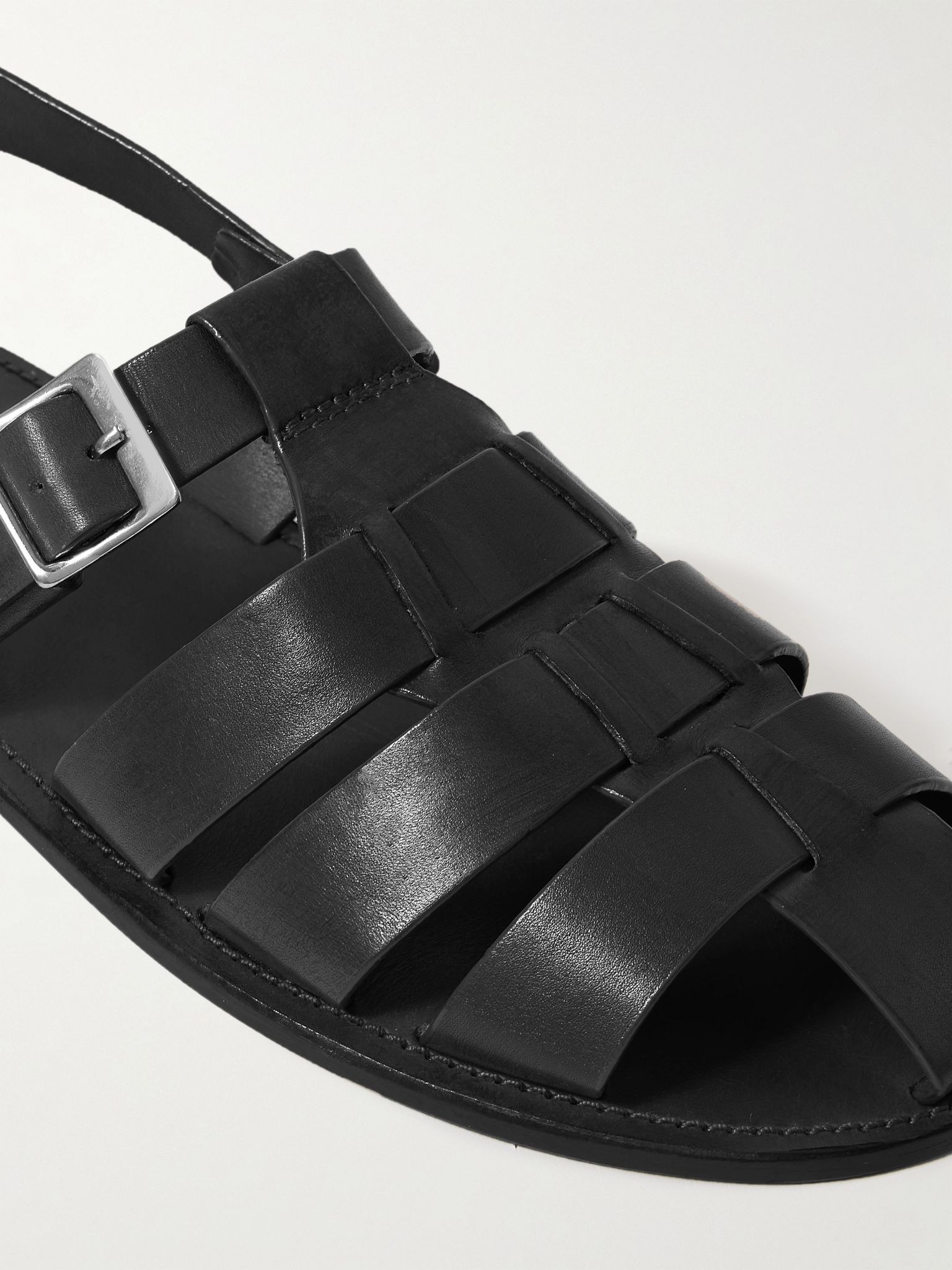 Quincy Leather Fisherman Sandals Black - 4