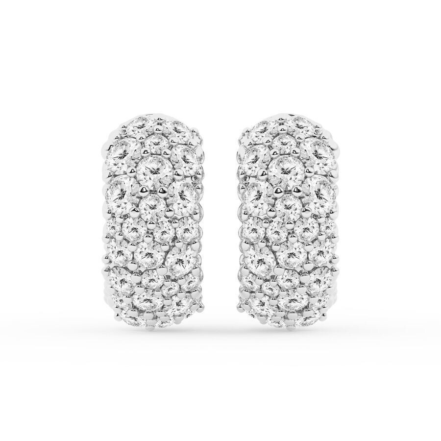 Brilliant Diamond - Brilliant Diamond 2 Carat Round Lab Grown Cluster Diamond Hoop Earrings in Sterling Silver, Color J- - 2