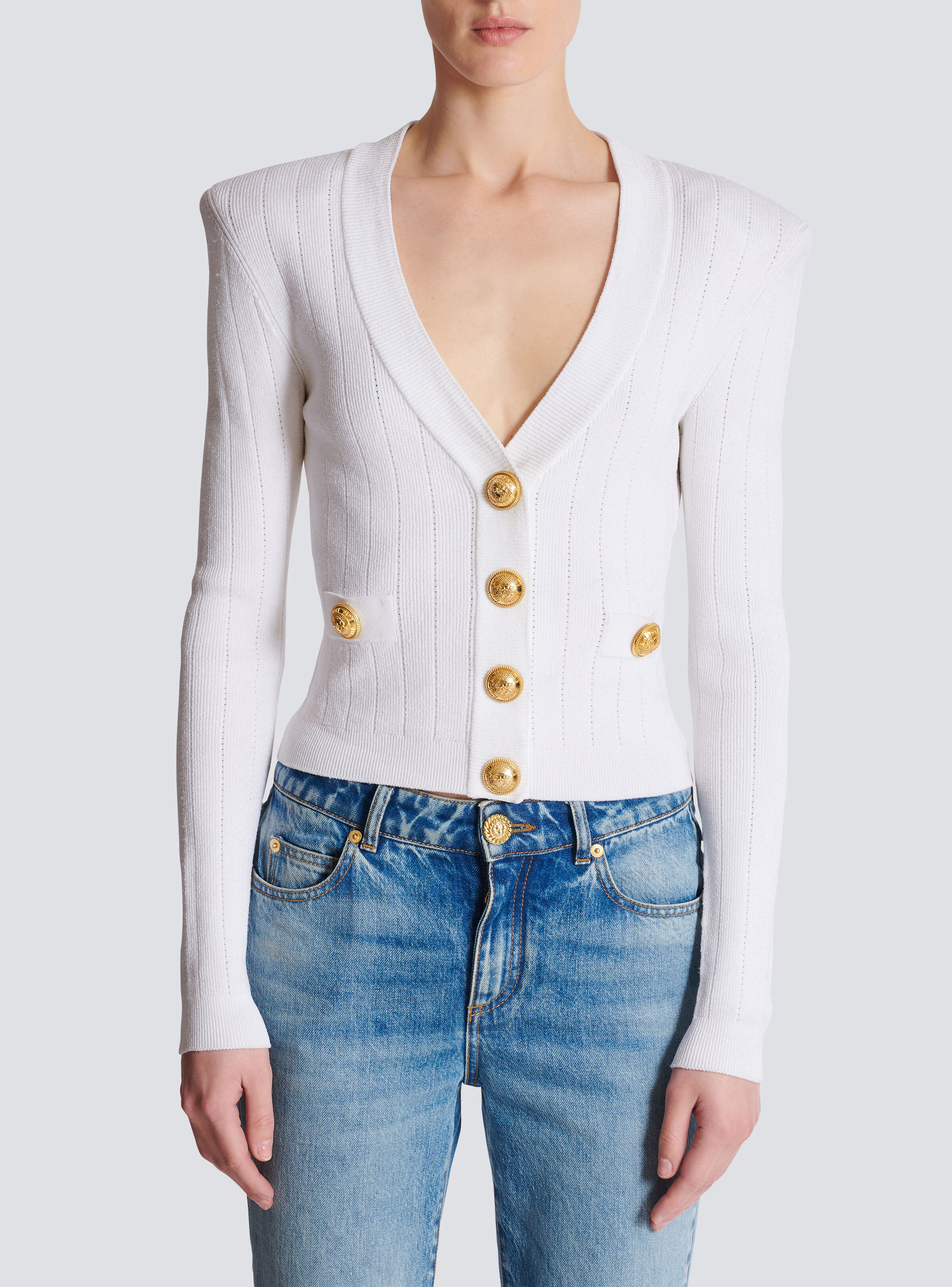 Cropped knit cardigan - 5
