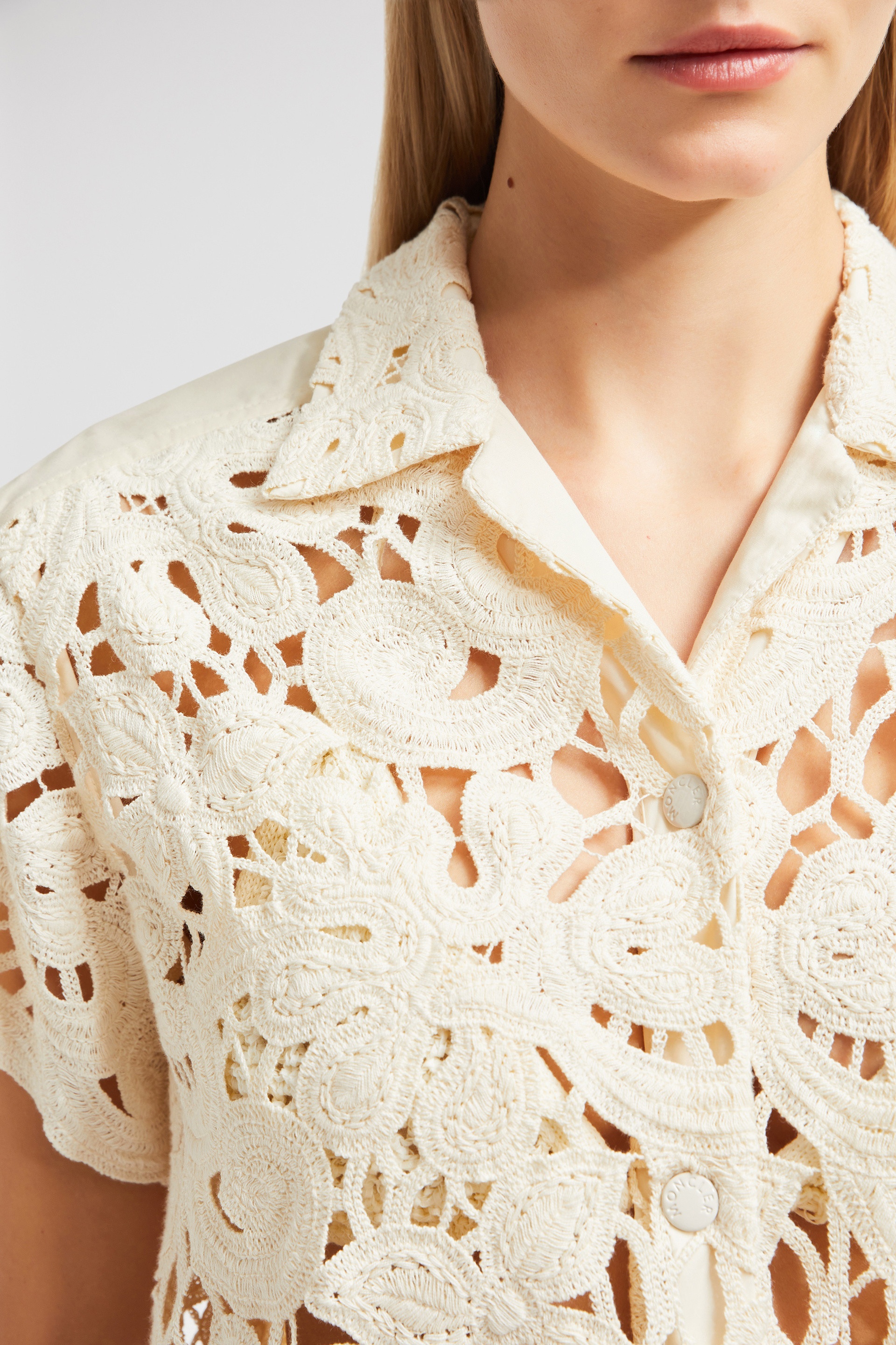 Floral Macramé Short Sleeve Shirt - 6