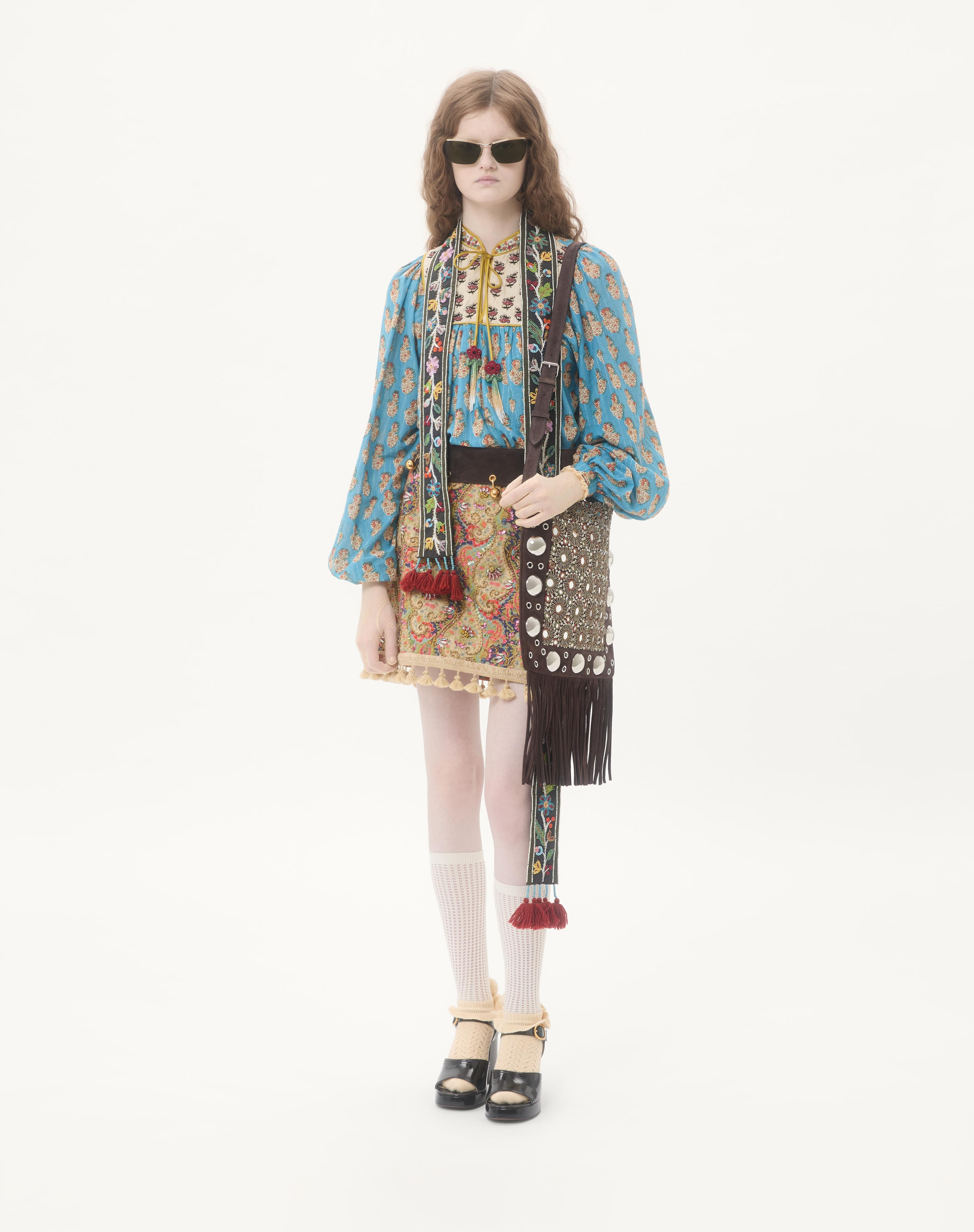 VALENTINO GARAVANI NELLCÔTE EMBROIDERED SHOULDER BAG WITH FRINGES - 2