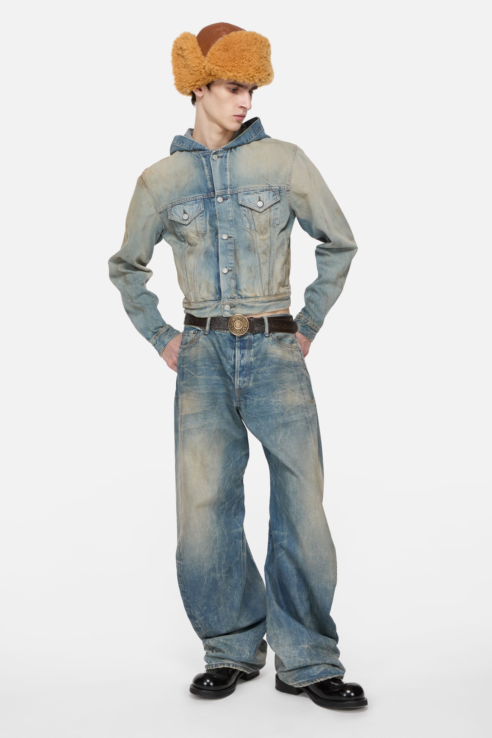Denim jacket with hood - Mid Blue - 2