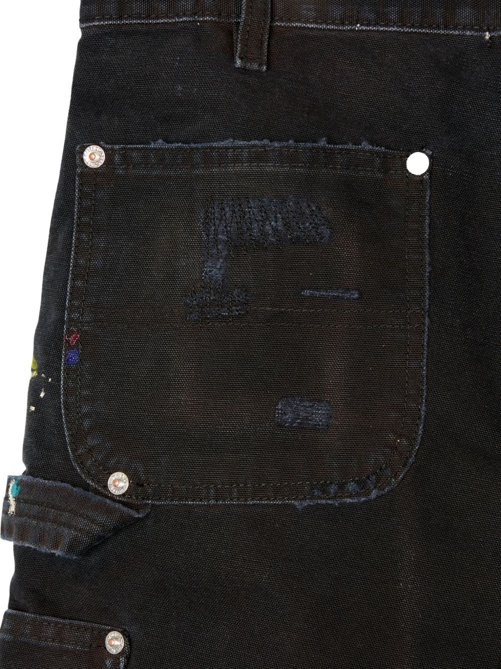 paint-splatter frayed cargo shorts - 5