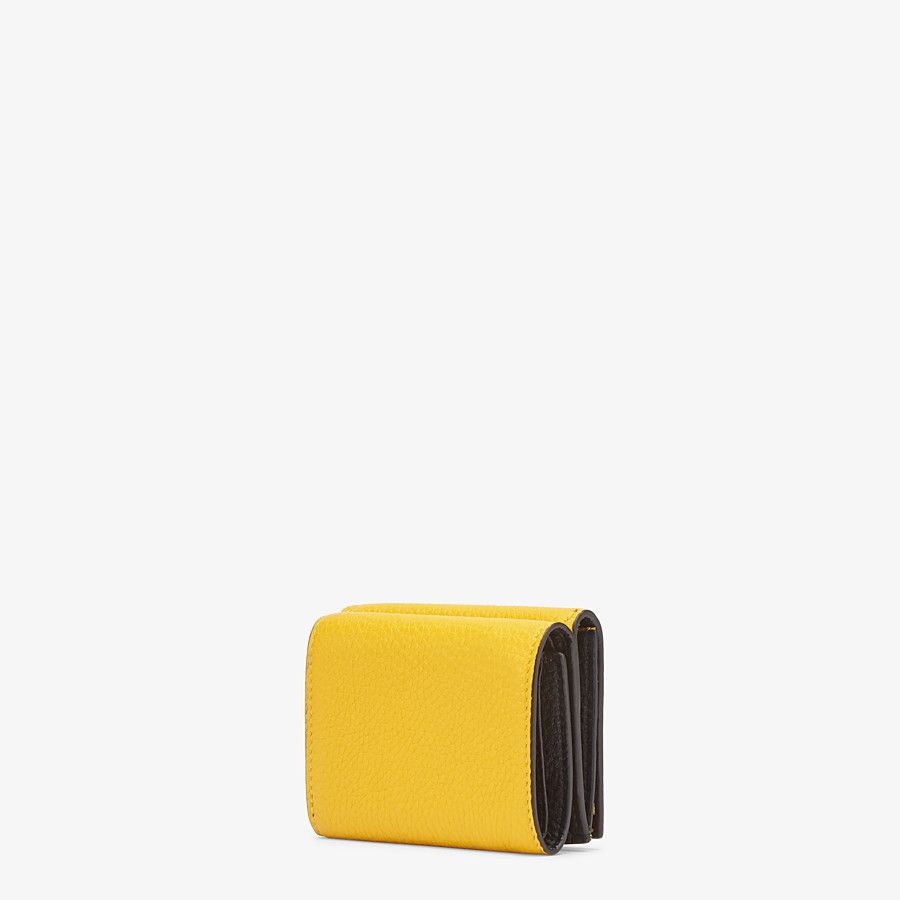 Yellow leather tri-fold wallet - 2