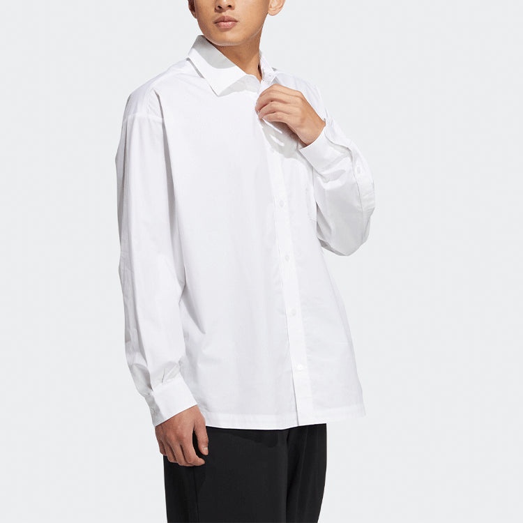 adidas originals Solid Color single breasted Long Sleeves Shirt Couple Style White HU1230 - 6