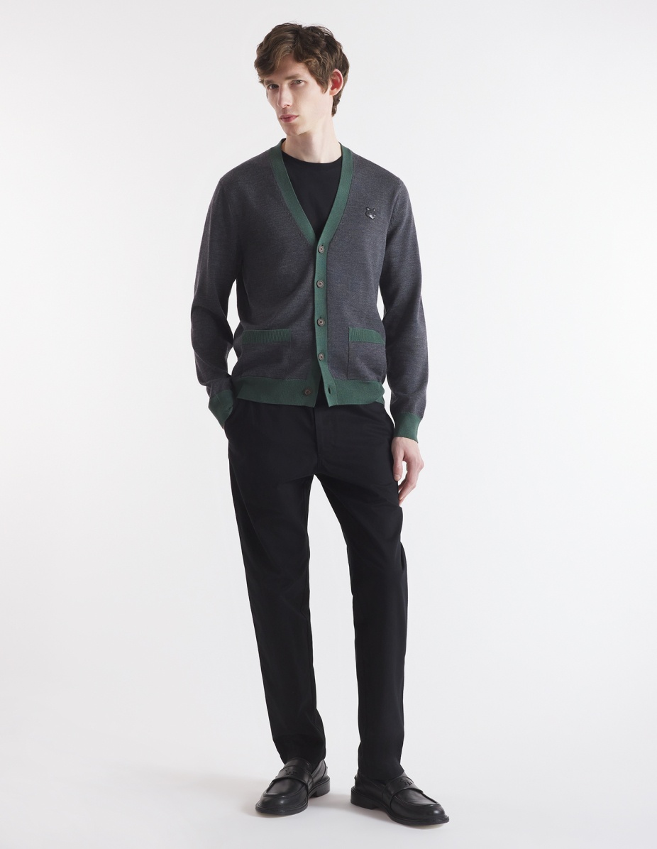 BOLD FOX HEAD PATCH BI-COLOR CARDIGAN - 2