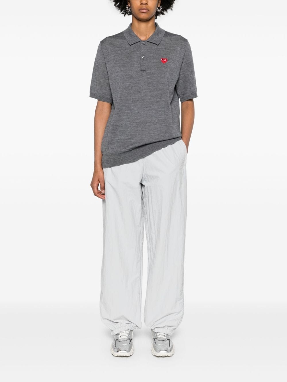 heart-patch wool polo shirt - 3