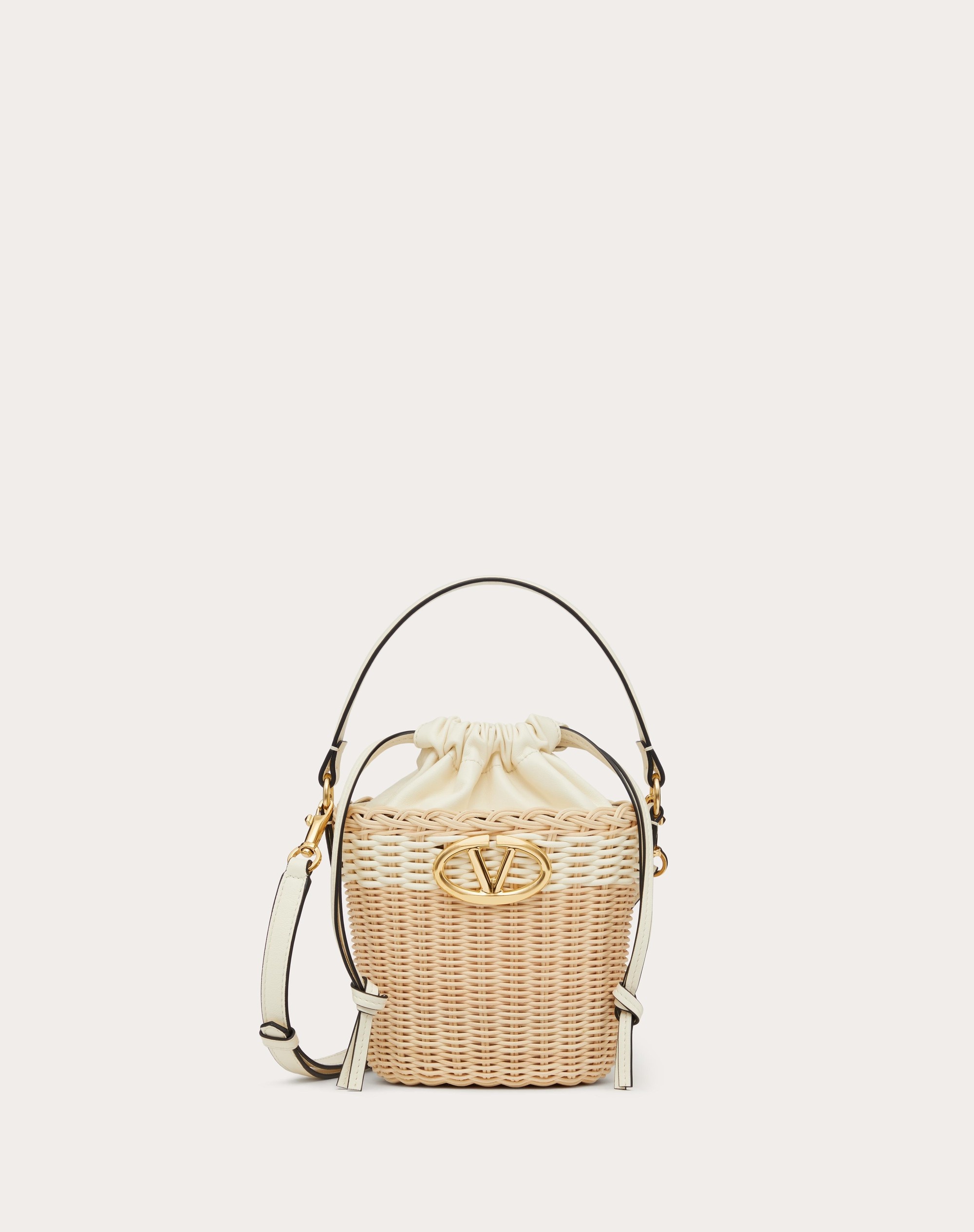 VLOGO SIGNATURE WICKER BUCKET BAG - 1