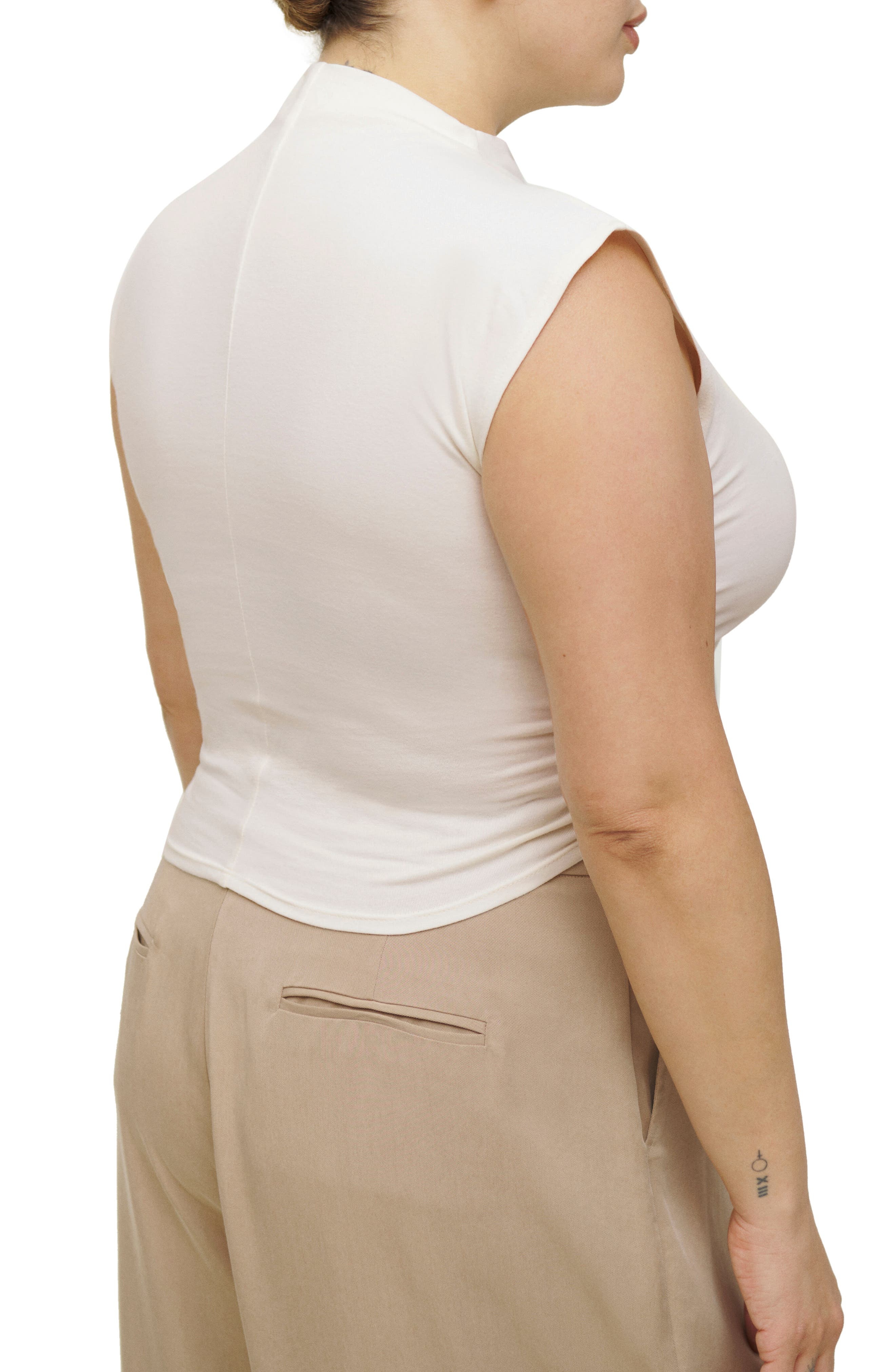 Reformation Lindy Ruched Crop Top in Ivory at Nordstrom - 4