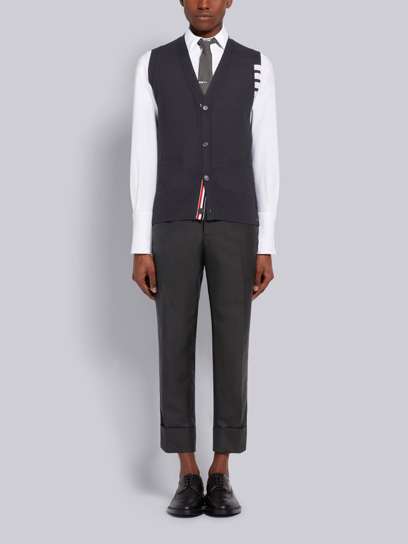 Dark Grey Finemerino Wool 4-bar V-neck Waistcoat 4