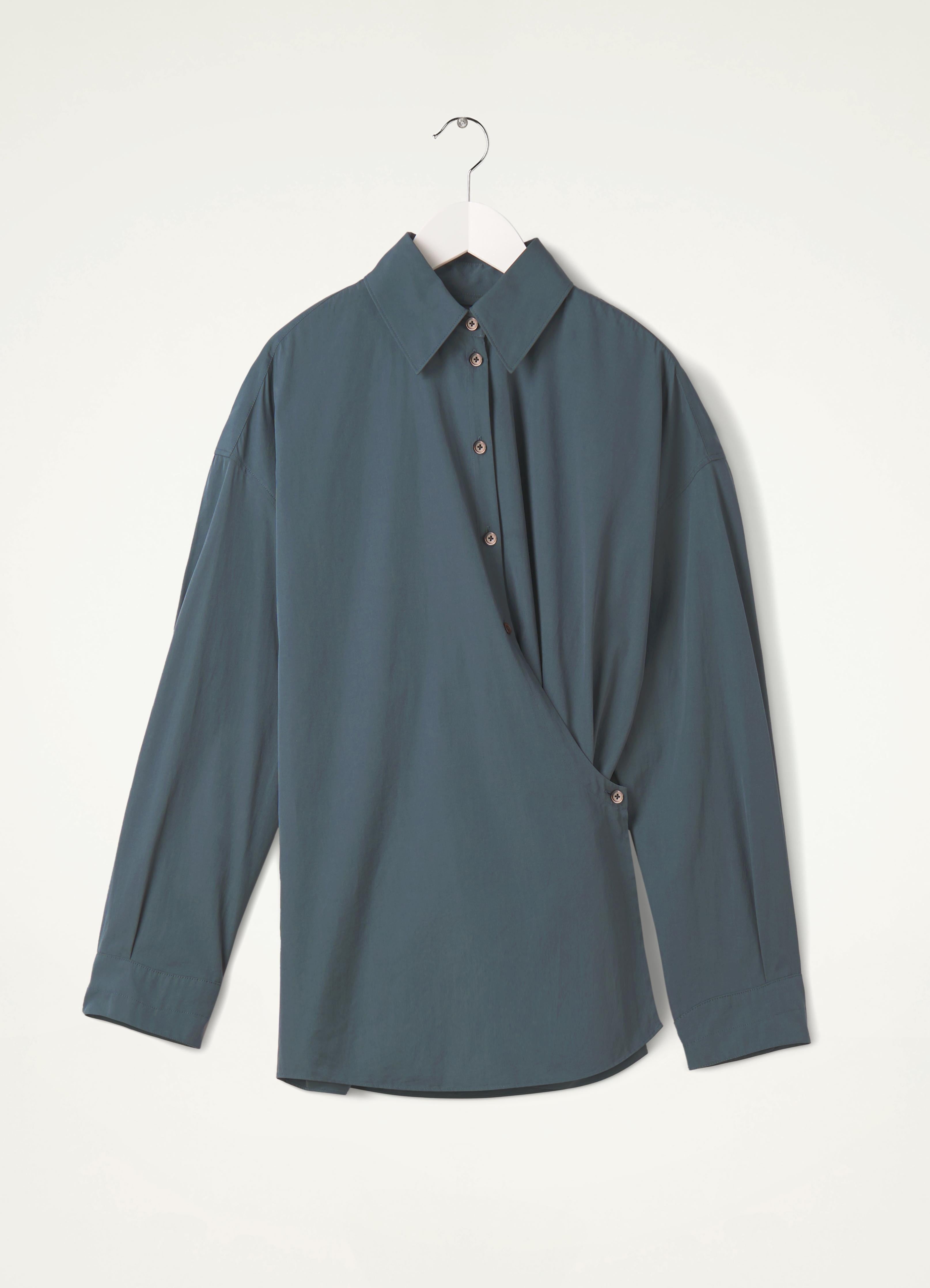 STRAIGHT COLLAR TWISTED SHIRT - 1