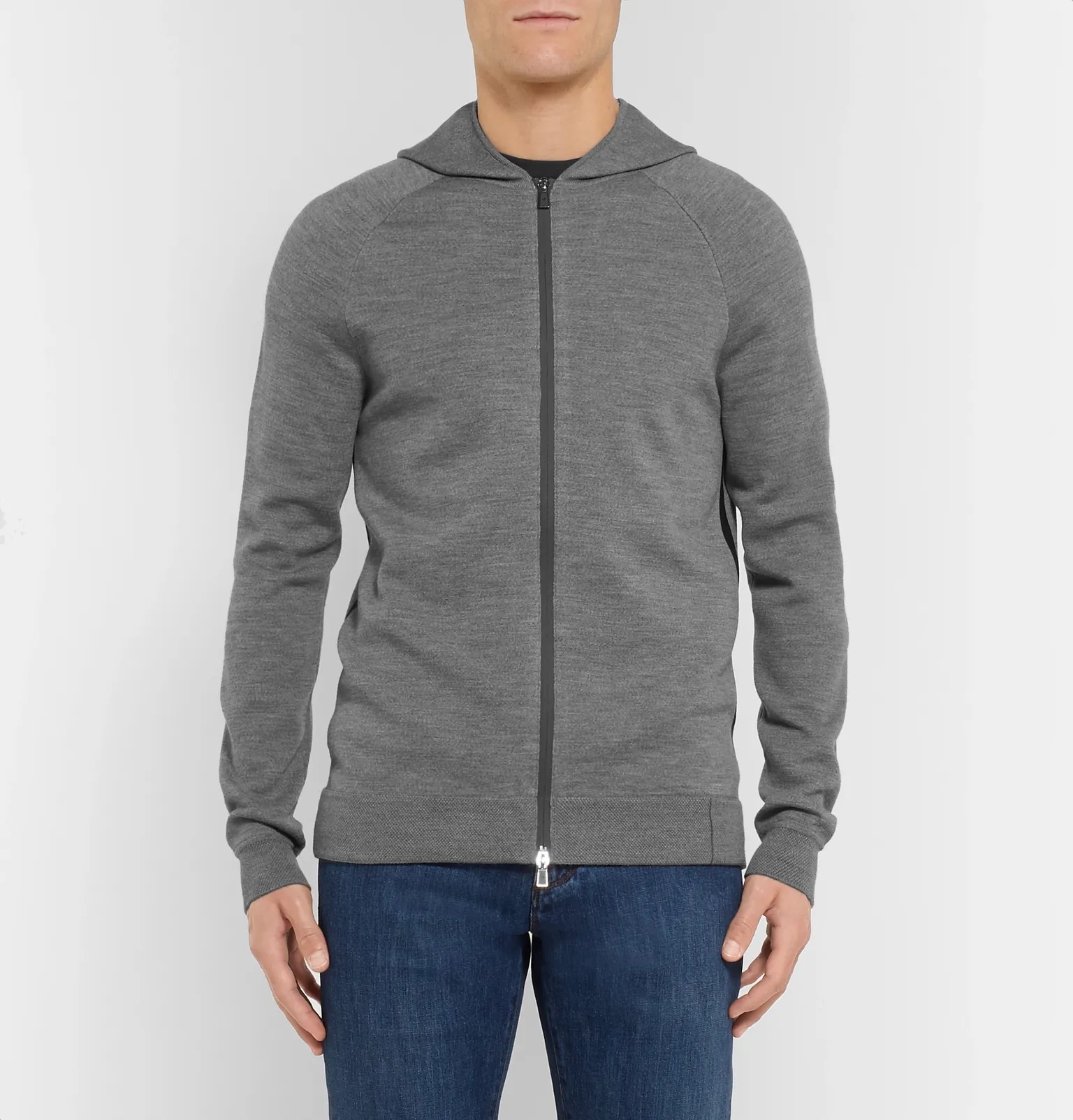 Mélange Virgin Wool-Blend Zip-Up Hoodie - 4