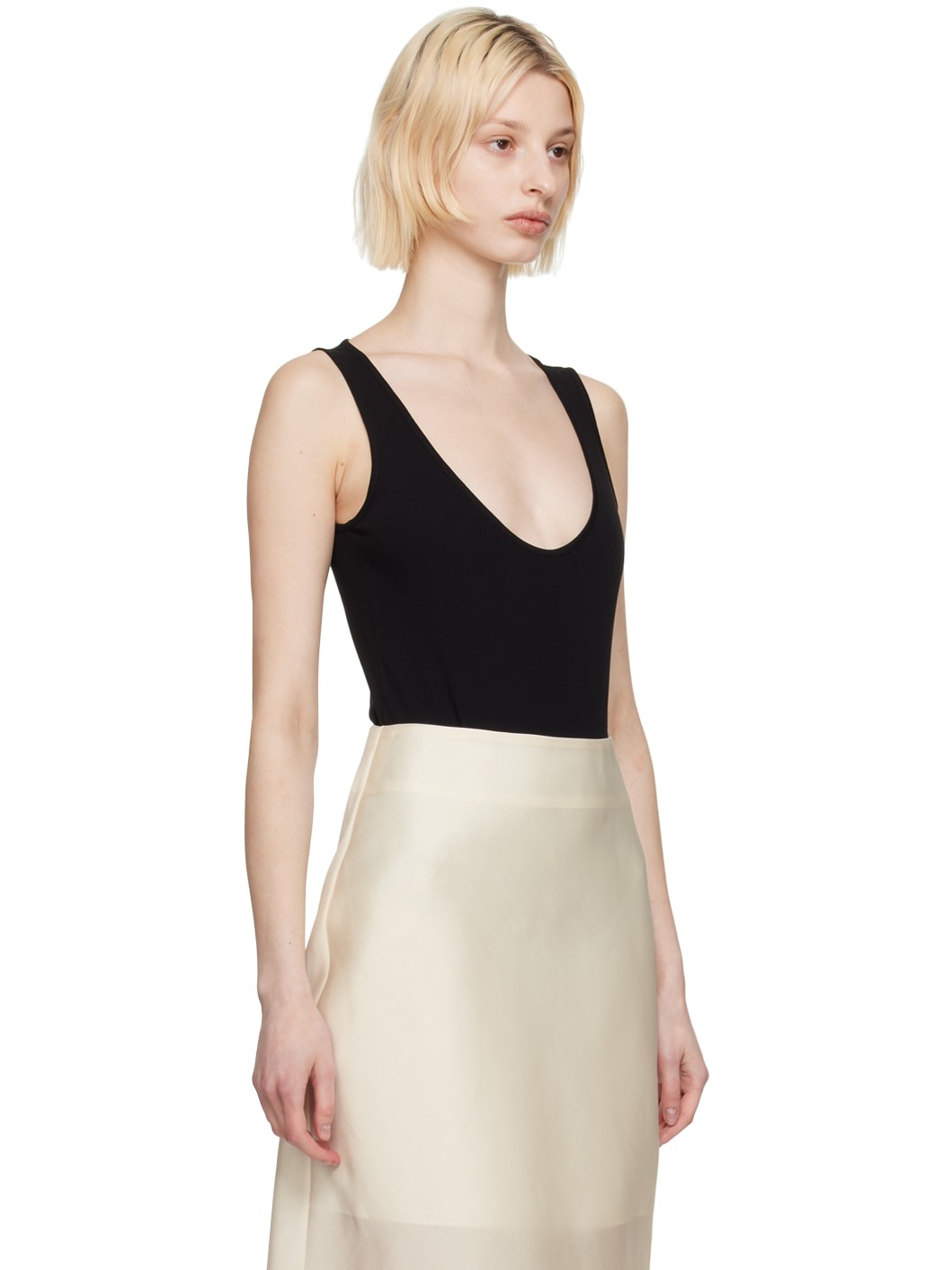 Black Scoop Neck Bodysuit - 2