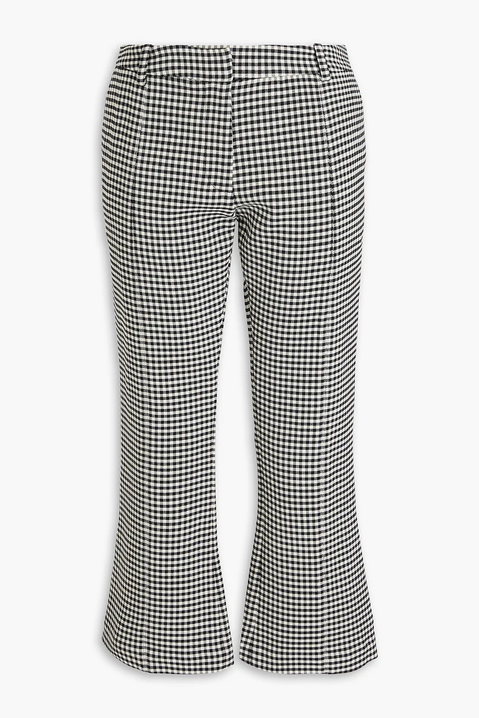 Gingham wool-blend twill kick-flare pants - 1