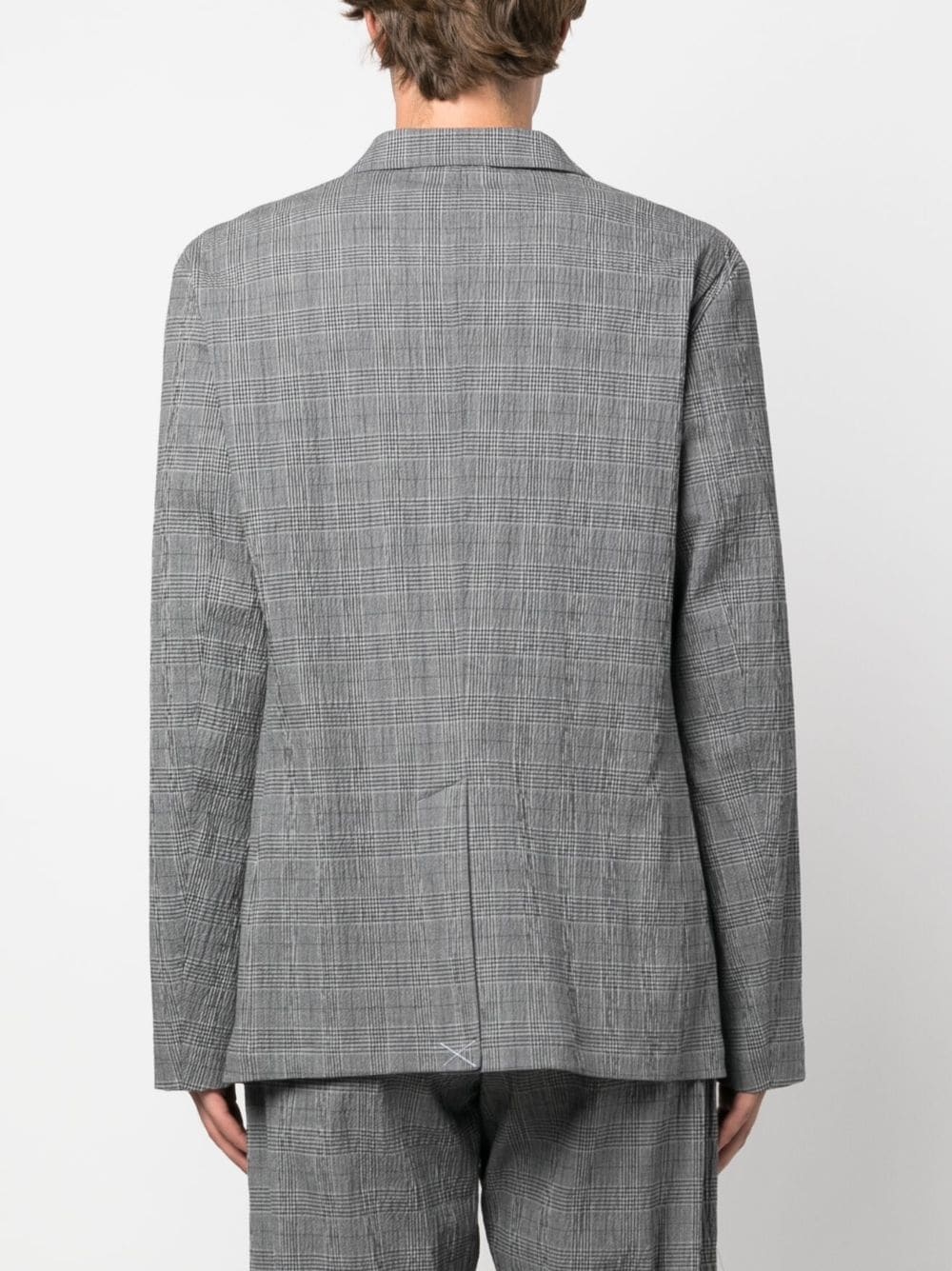 plaid-pattern single-breasted blazer - 4