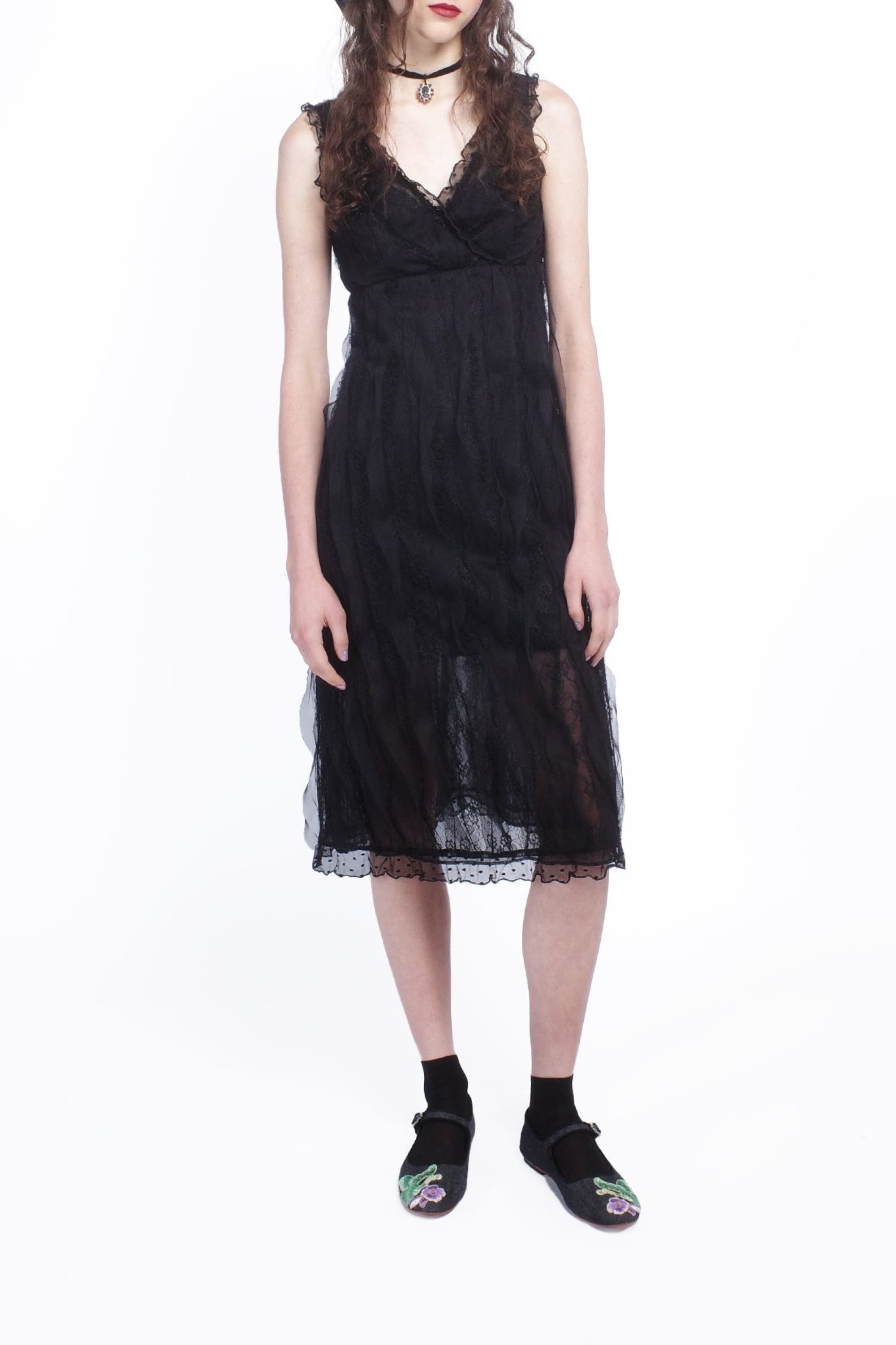 Anna Sui Black Lace Combo Sleeveless Lace Dress at Nordstrom - 5