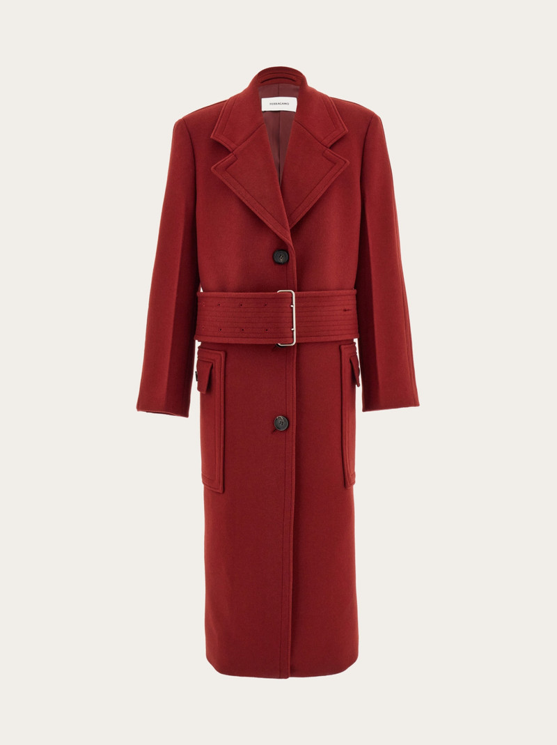 Long cashmere and wool coat with wide belt - 1