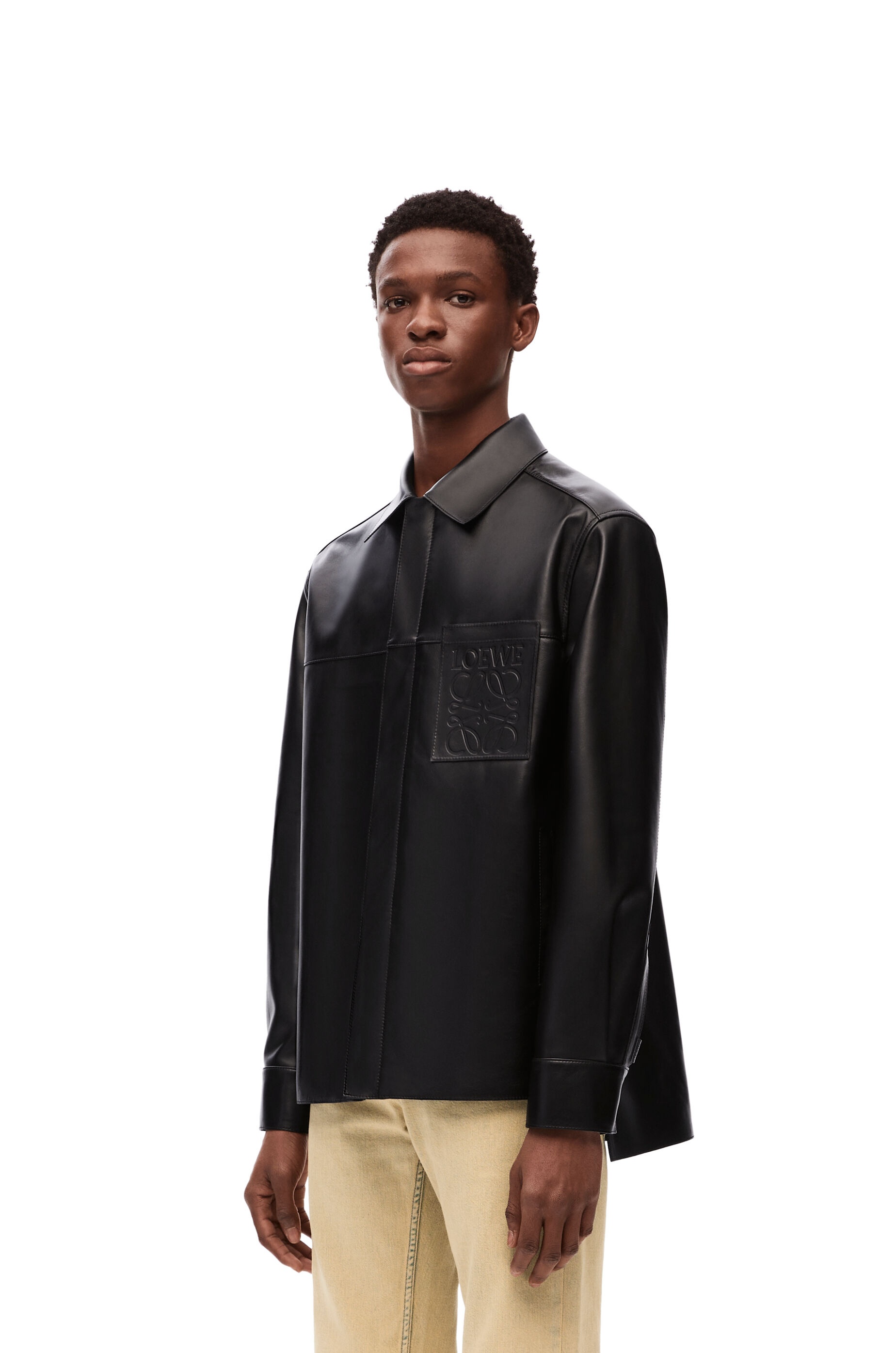 Zip-up overshirt in nappa lambskin - 3