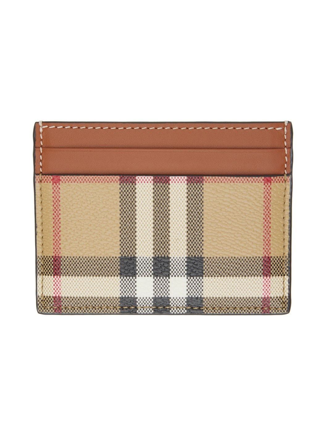 Beige & Brown Check Card Holder - 2