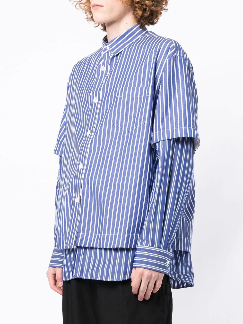 stripe-print layered shirt - 3