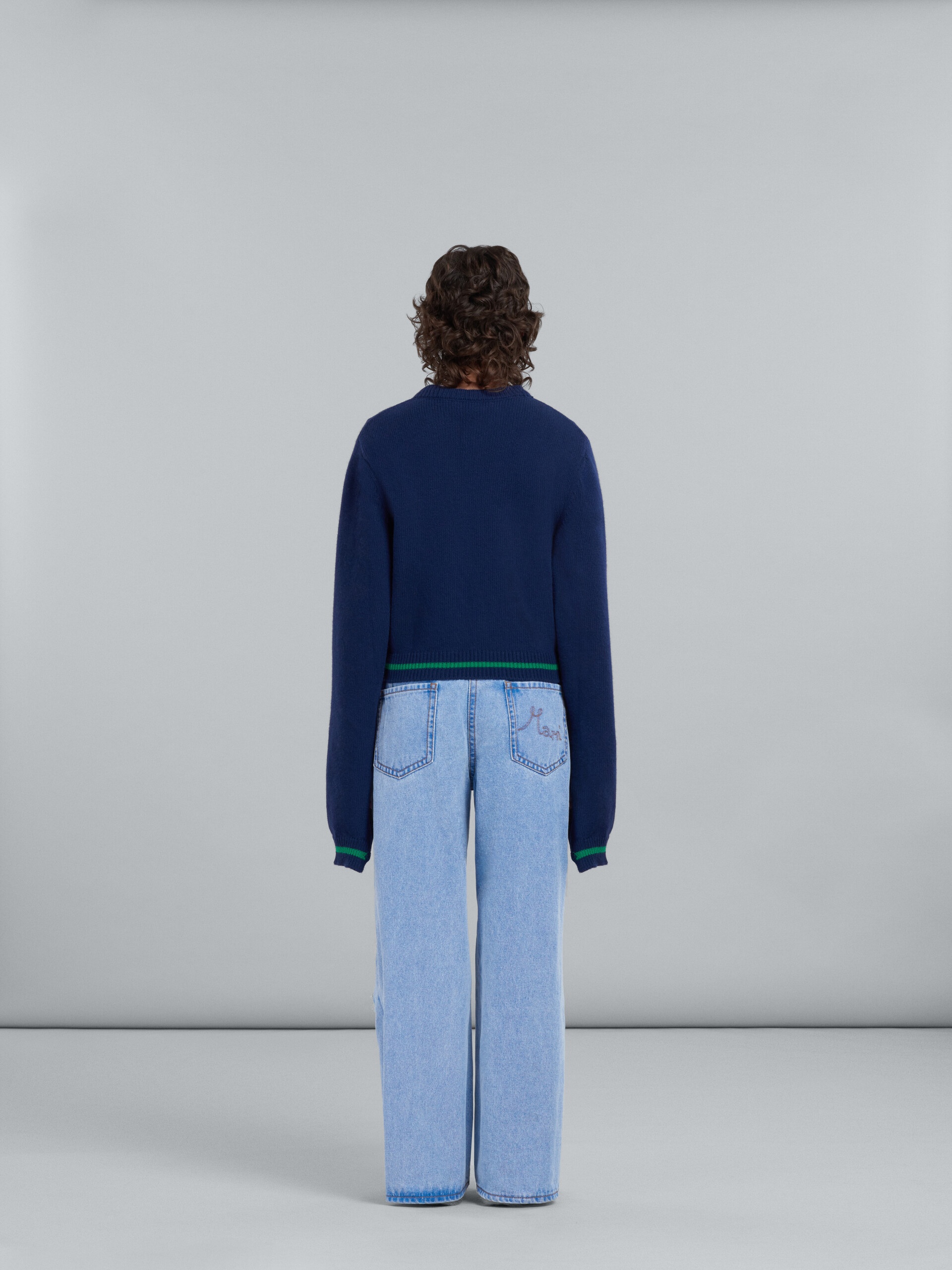 WIDE TROUSERS IN LIGHT BLUE DENIM AND MOHAIR - 3