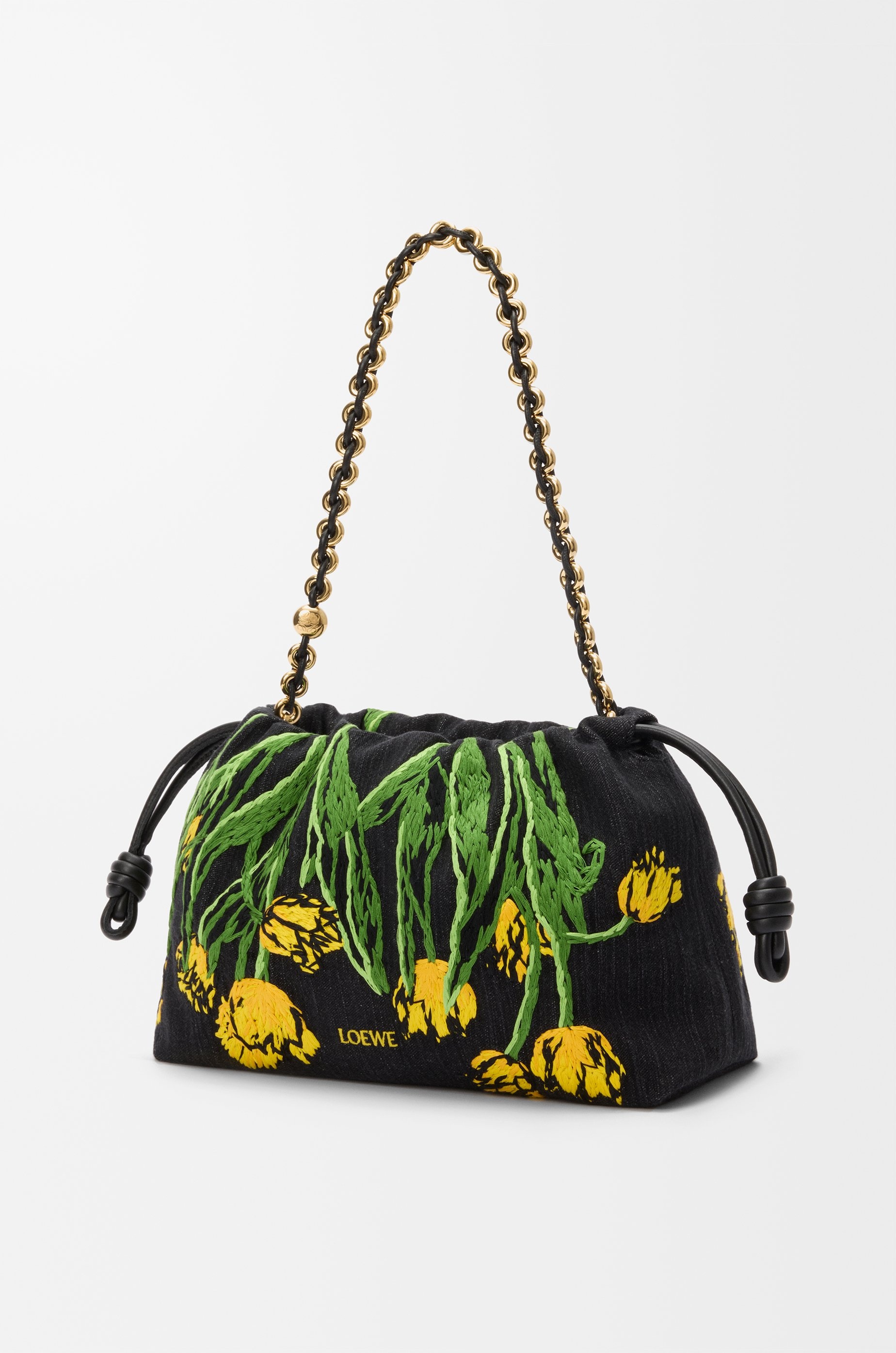 Medium Flamenco purse in embroidered denim - 6