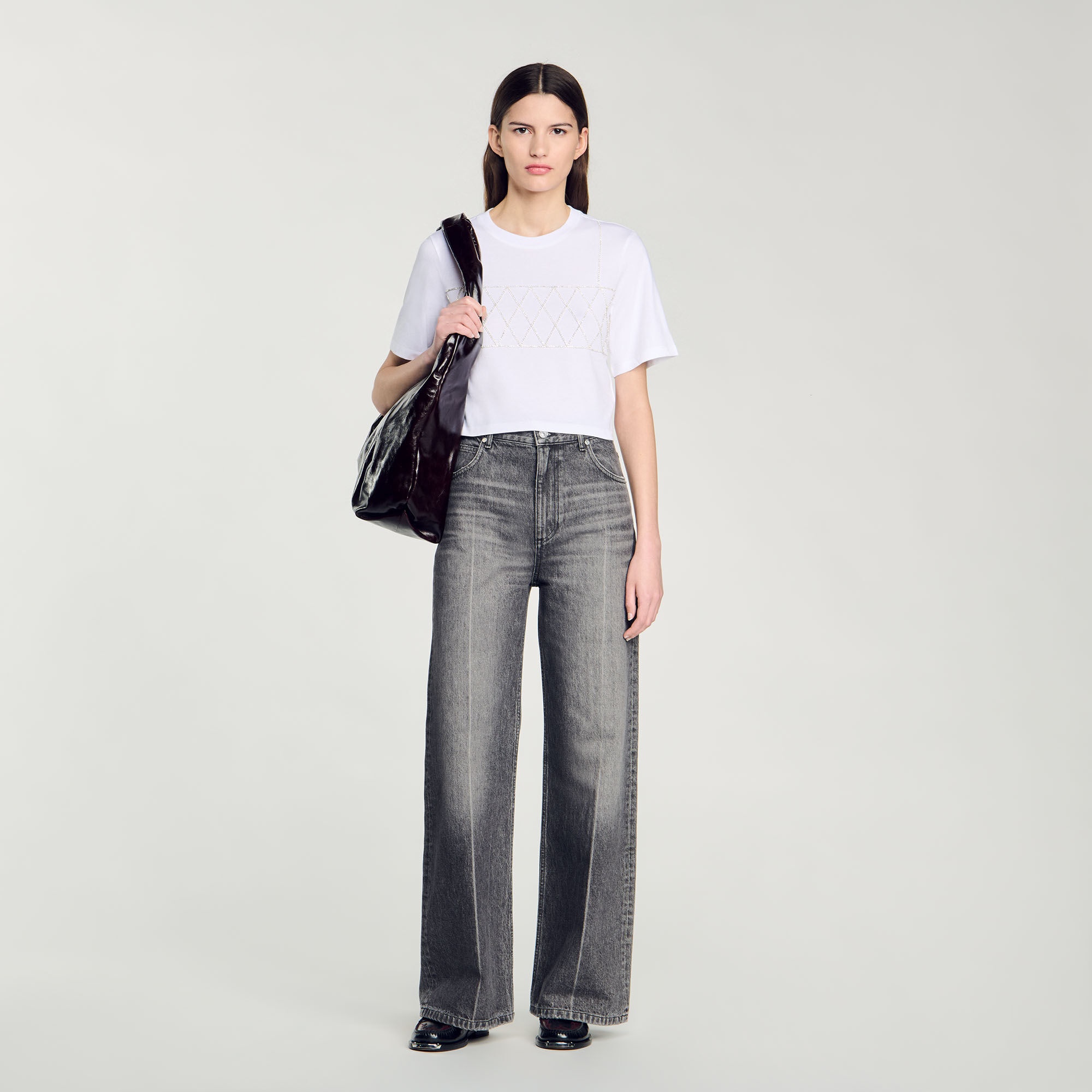 RHINESTONE CROPPED T-SHIRT - 2