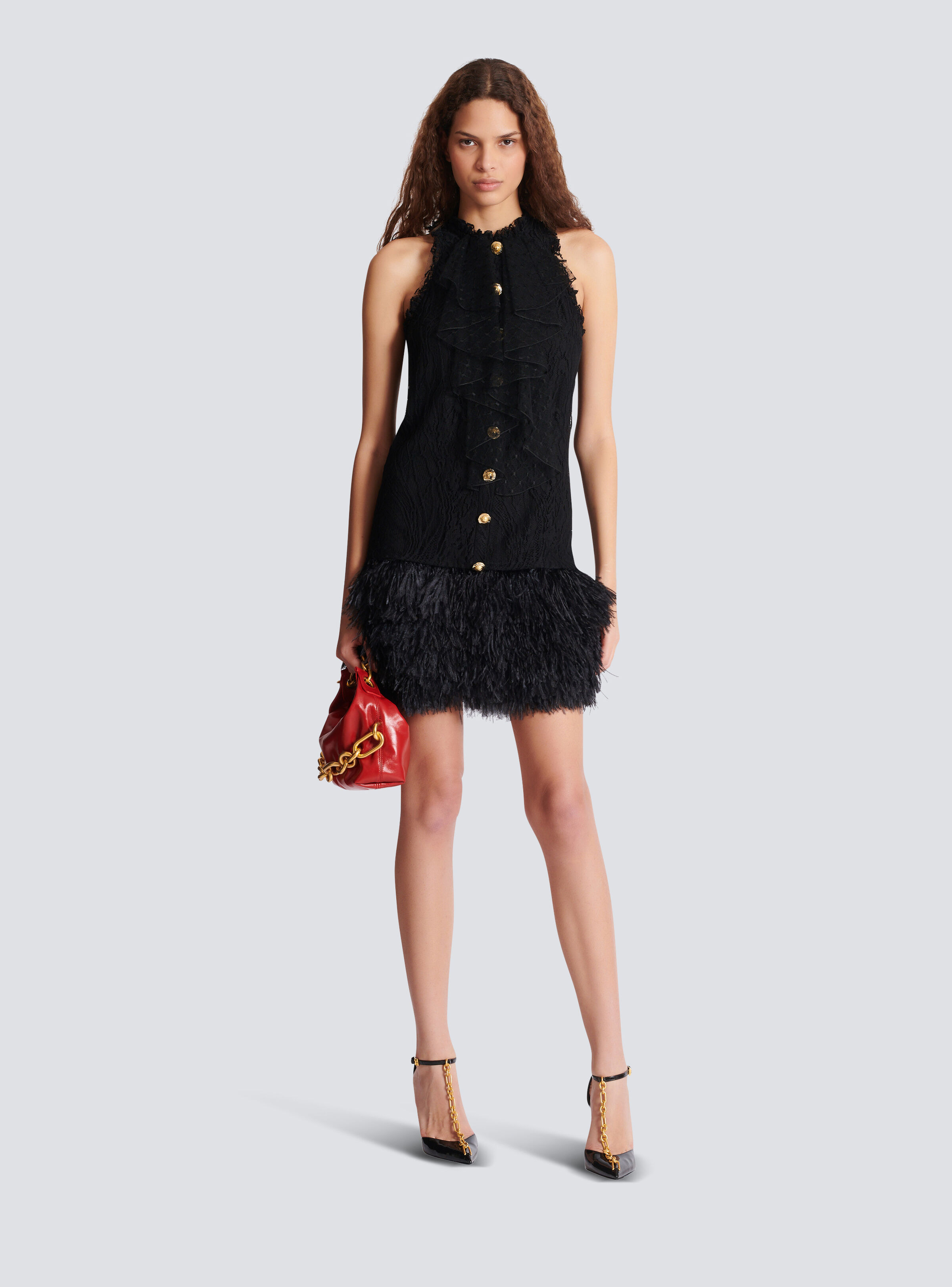 Flowing lace and feather dress - 2