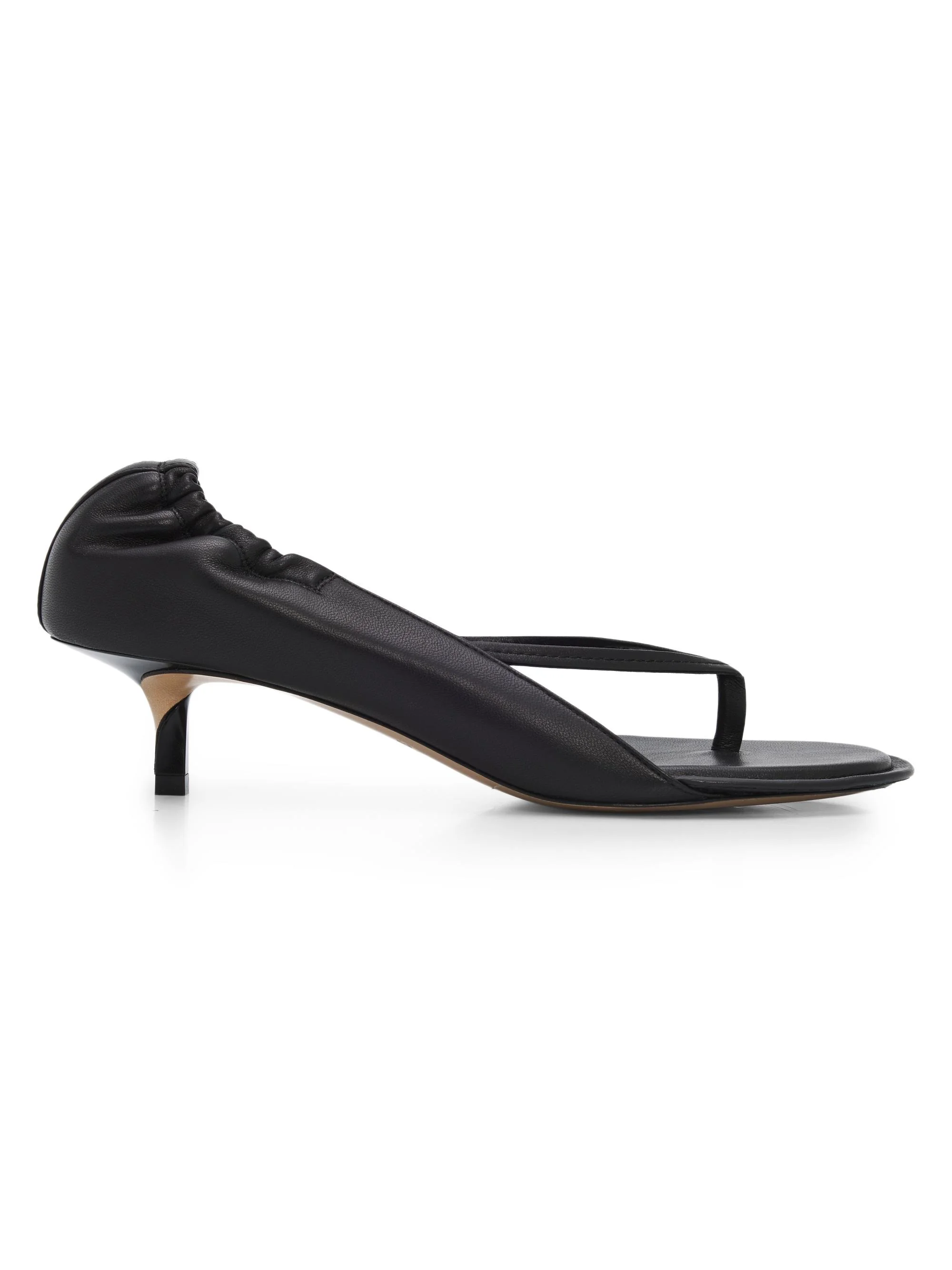 Women's Les Sandales 45MM Leather Covered-Heel Thong Sandals - Black - 1