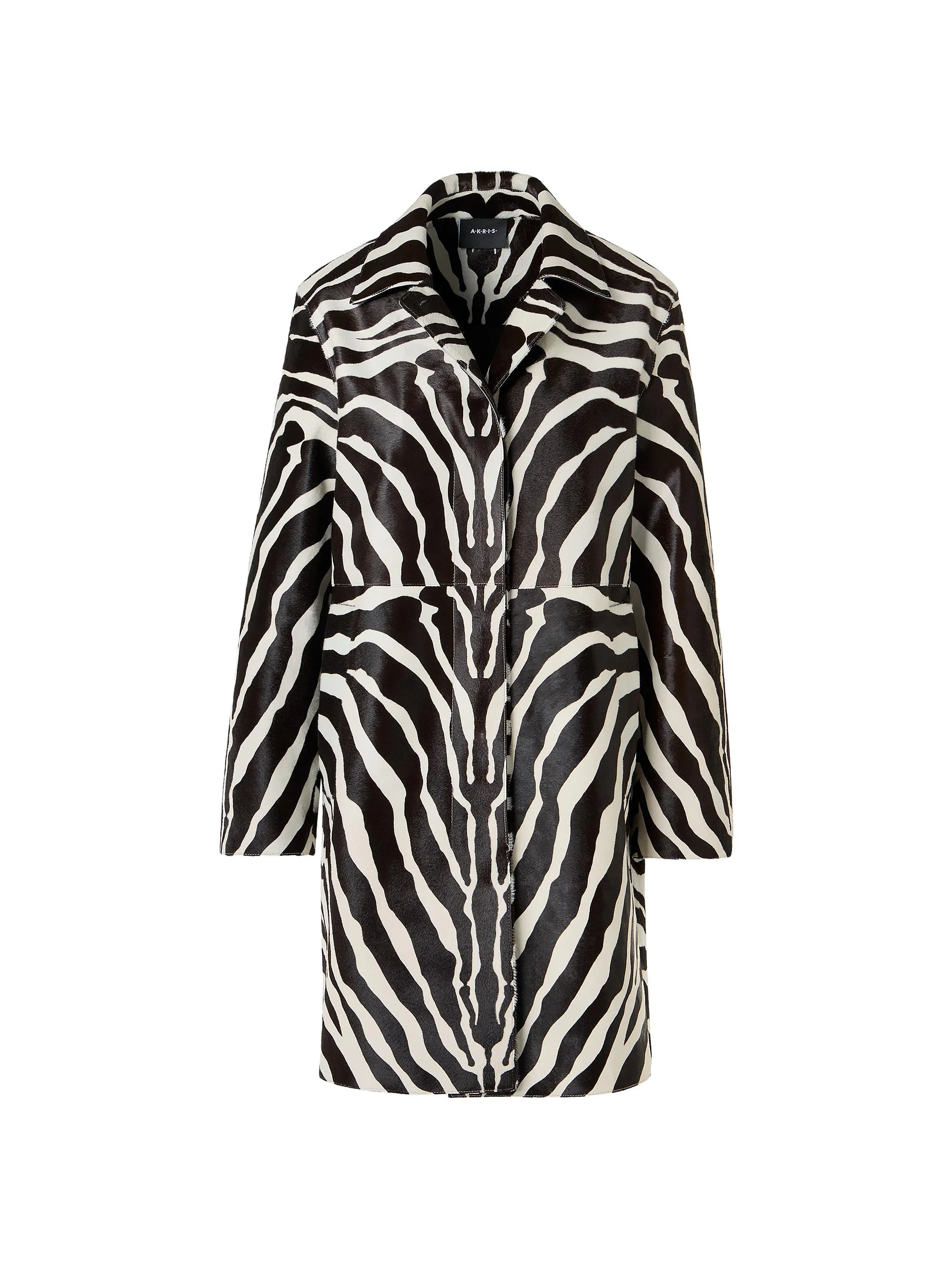 Women's Laron Zebra-Print Leather Coat - Ecru Black - 1