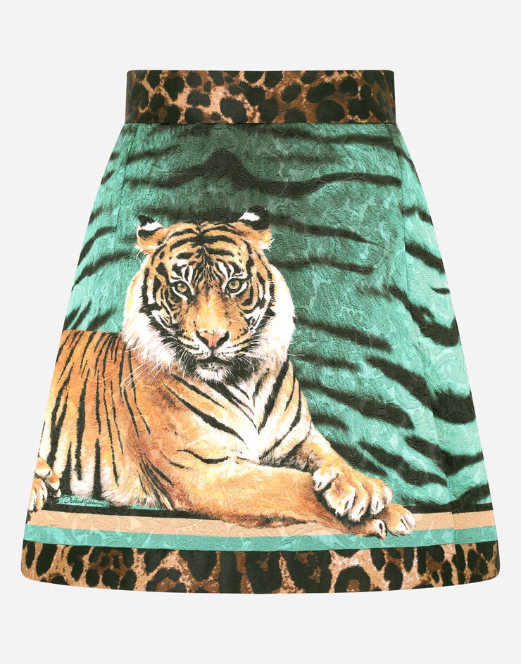 Tiger-print brocade skirt - 3