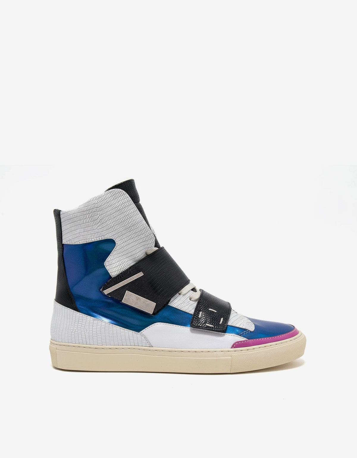 Raf Simons White Metallic High Top Trainers - SS14 - 2