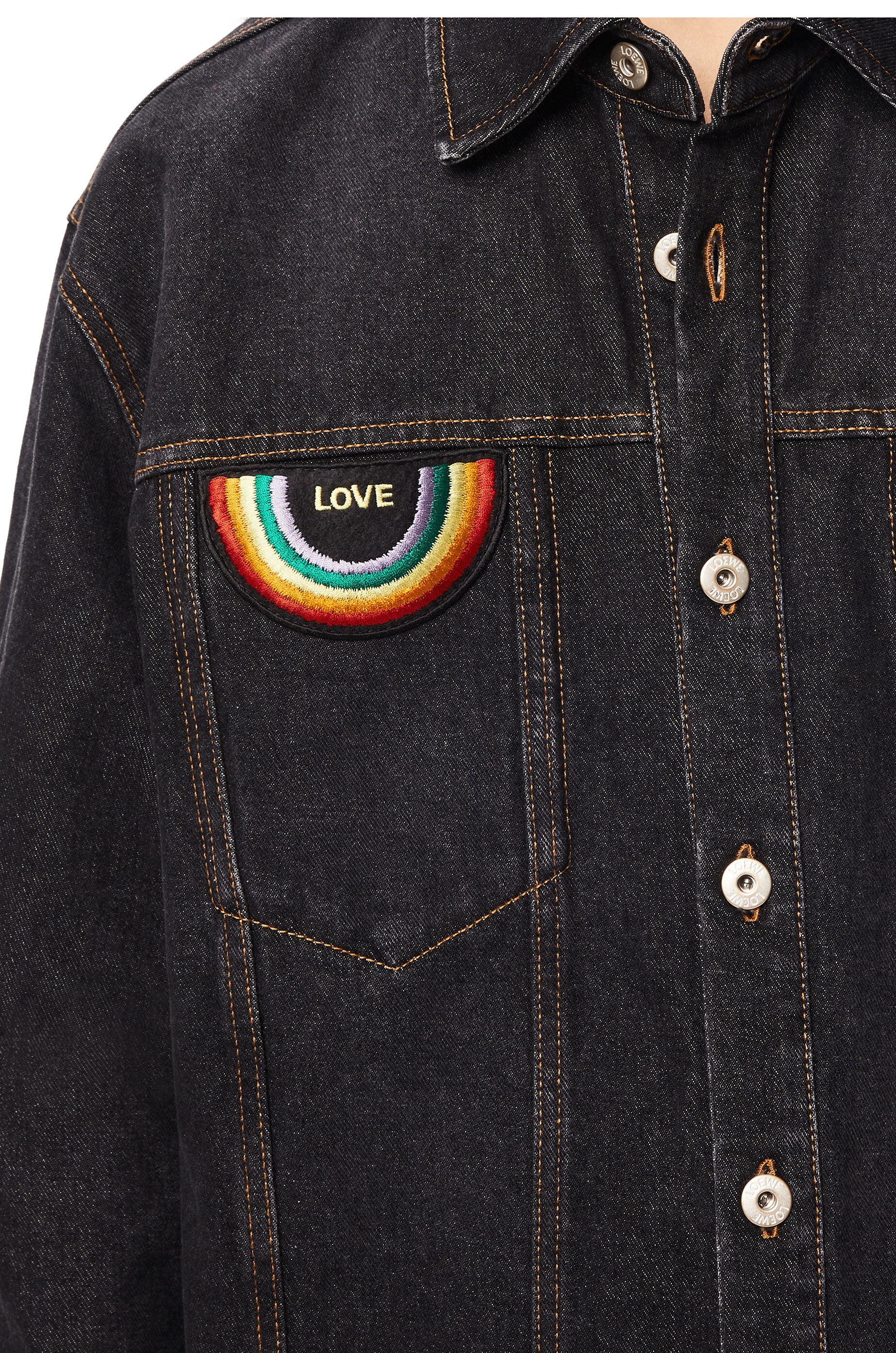 Rainbow patch overshirt in denim - 5