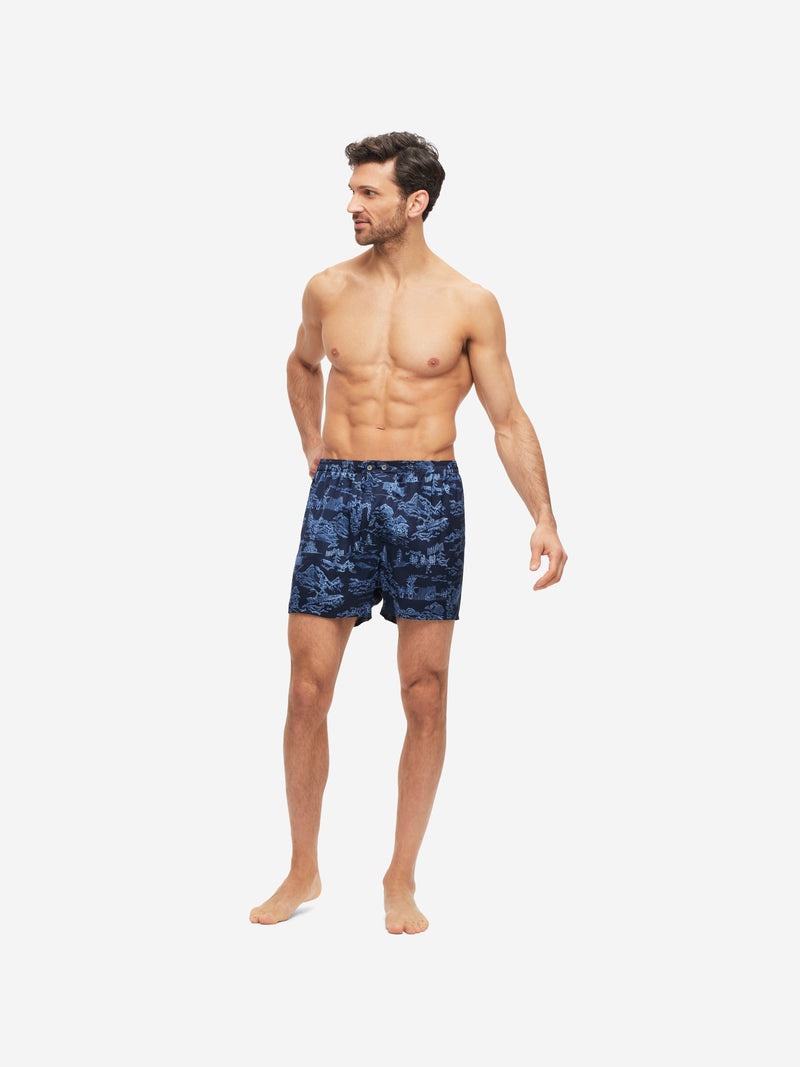 Men's Classic Fit Boxers Brindisi 84 Silk Satin Navy - 3
