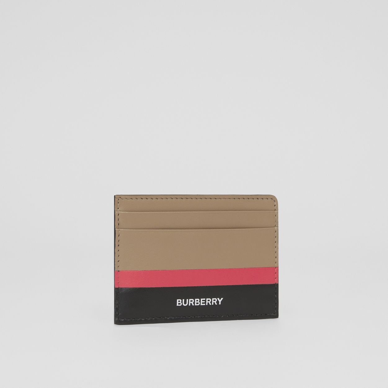 Stripe Intarsia Leather Card Case - 4