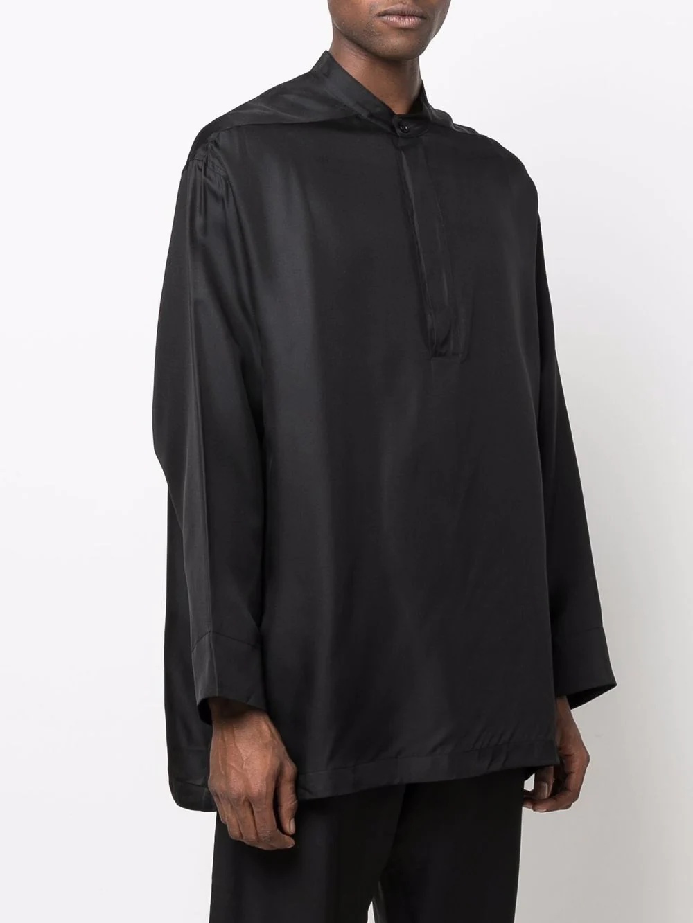 mock-neck silk-blend shirt - 4