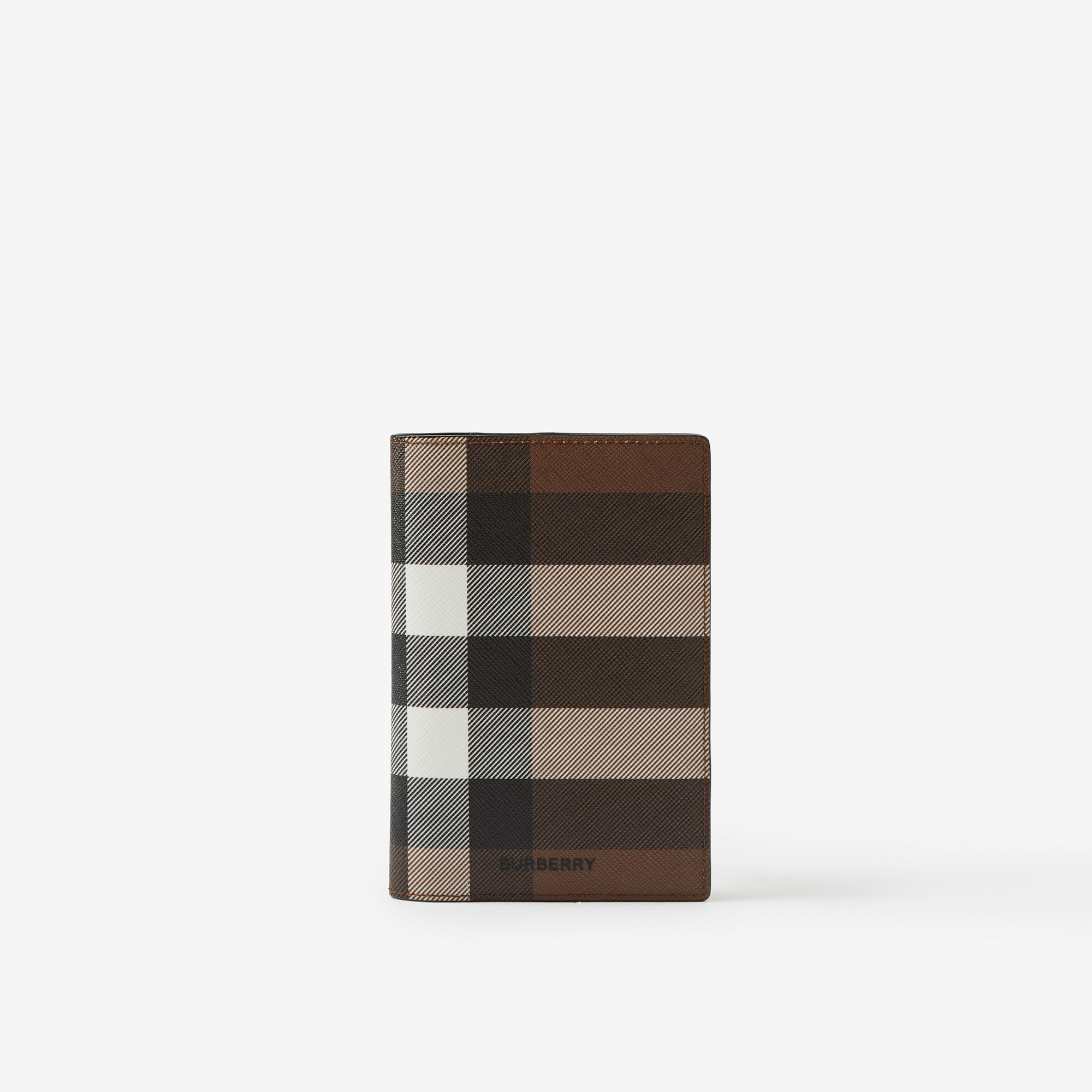 Check and Leather Passport Holder - 1