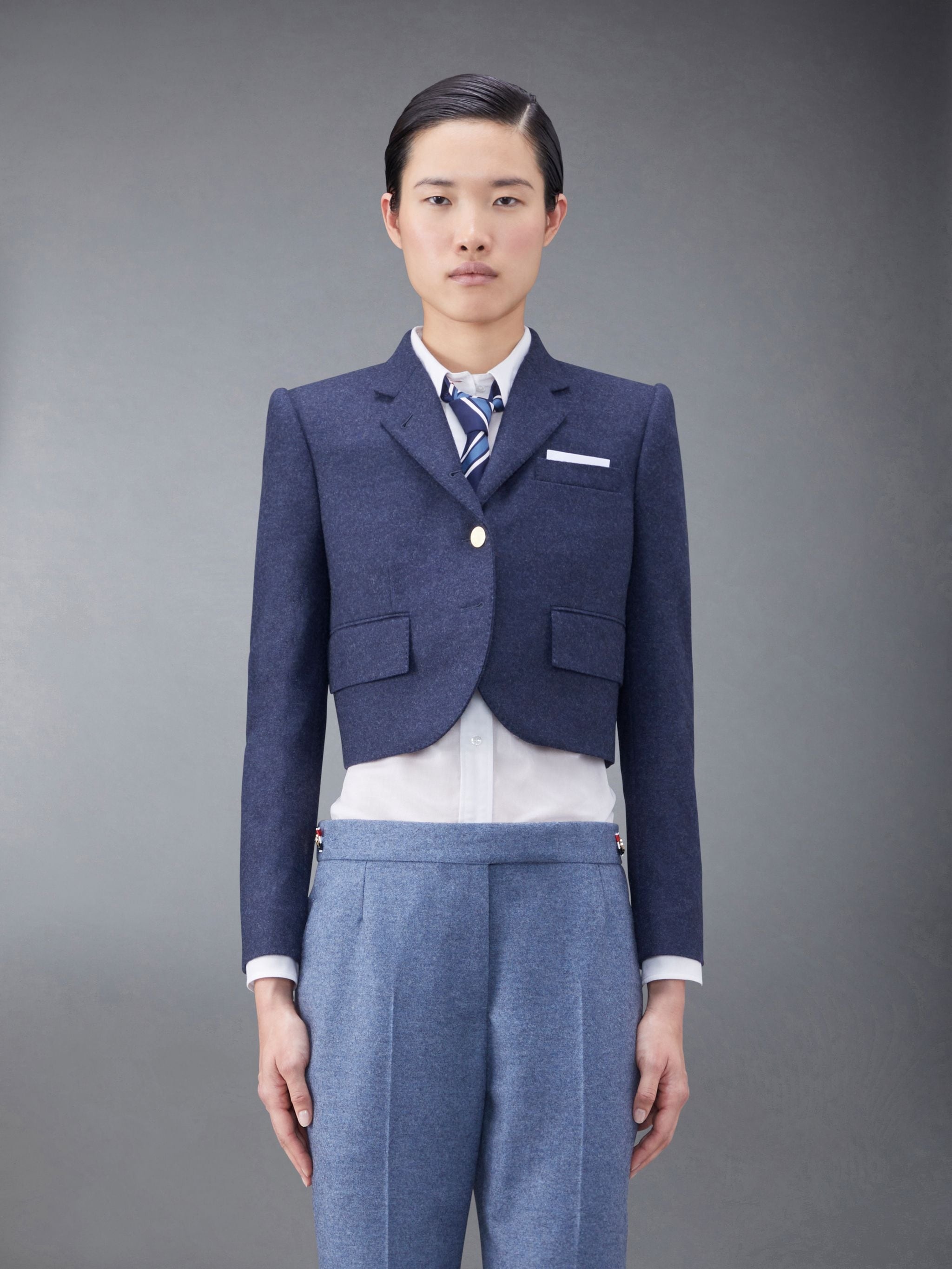 Wool Flannel Roped Shoulder Sport Coat - 1