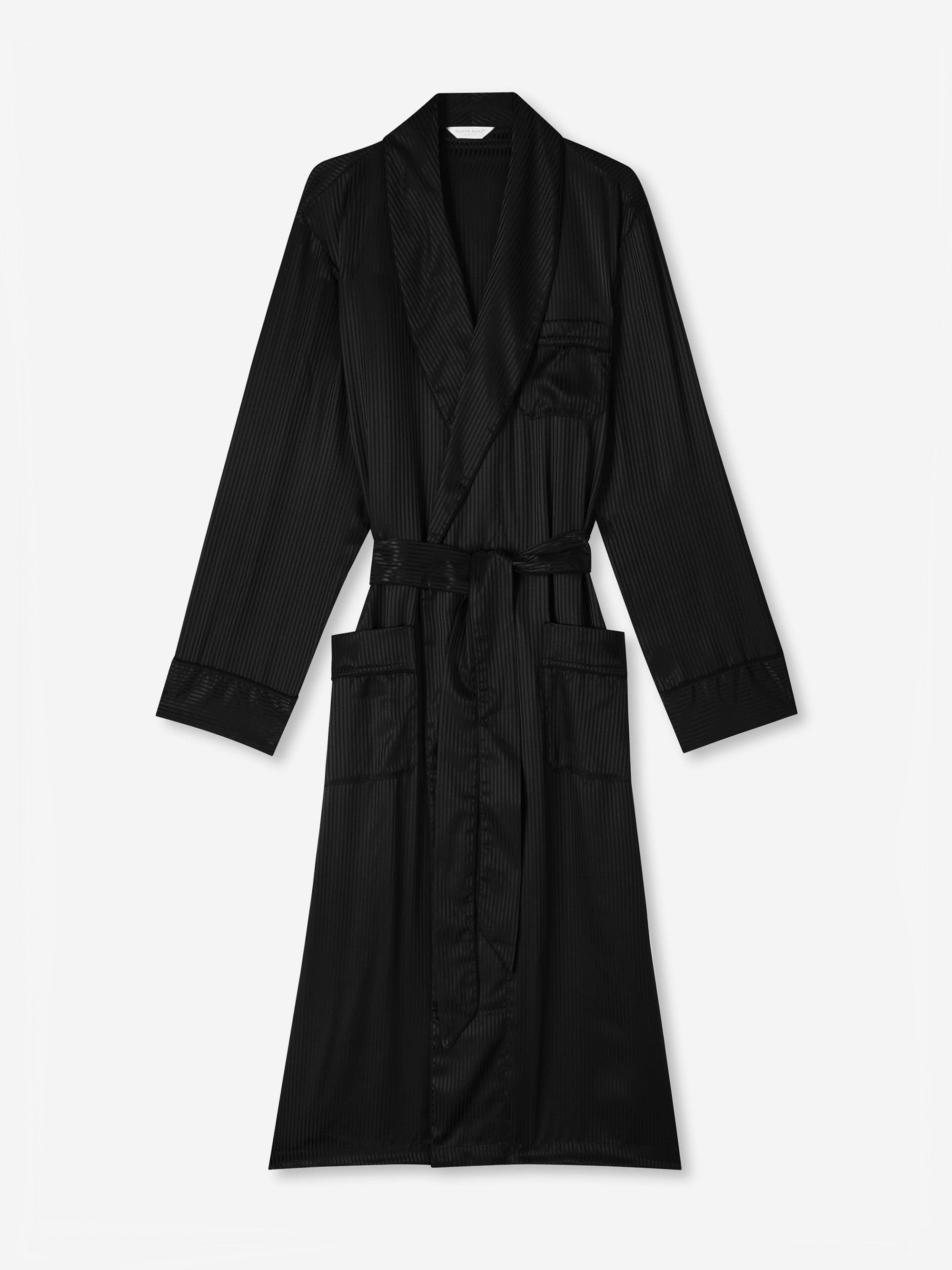 Men's Dressing Gown Woburn 8 Silk Satin Black - 2
