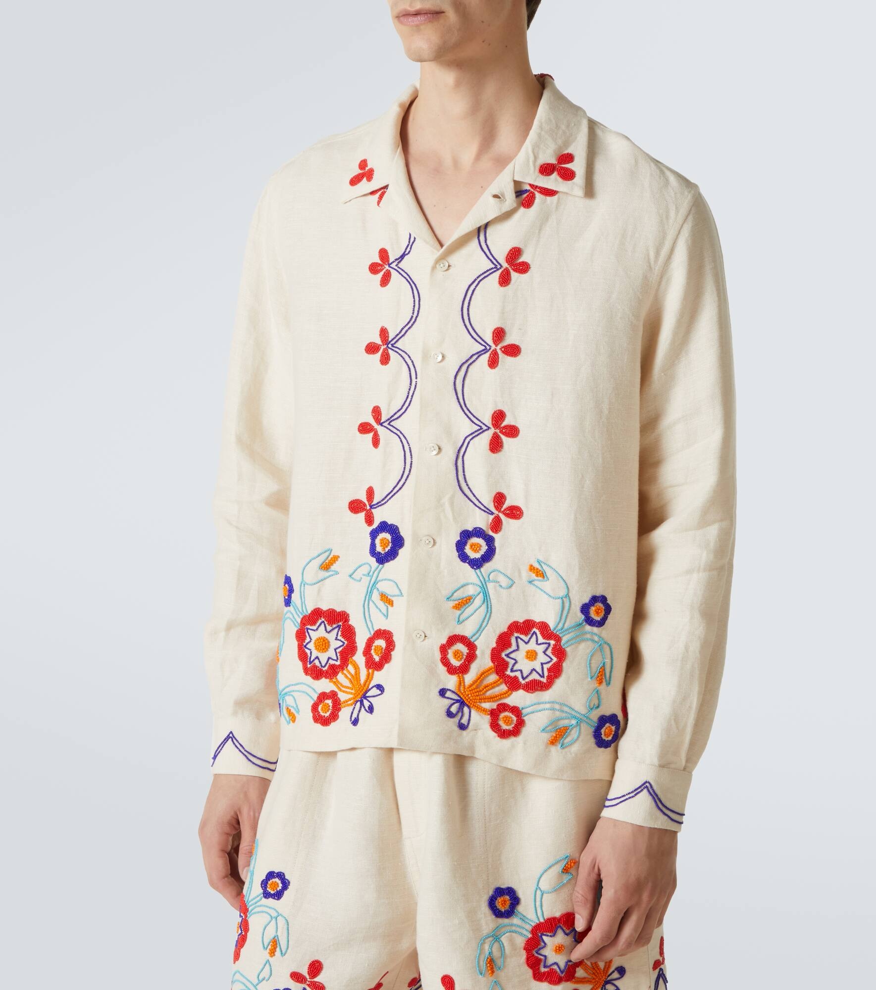 Garden Party beaded linen shirt - 3