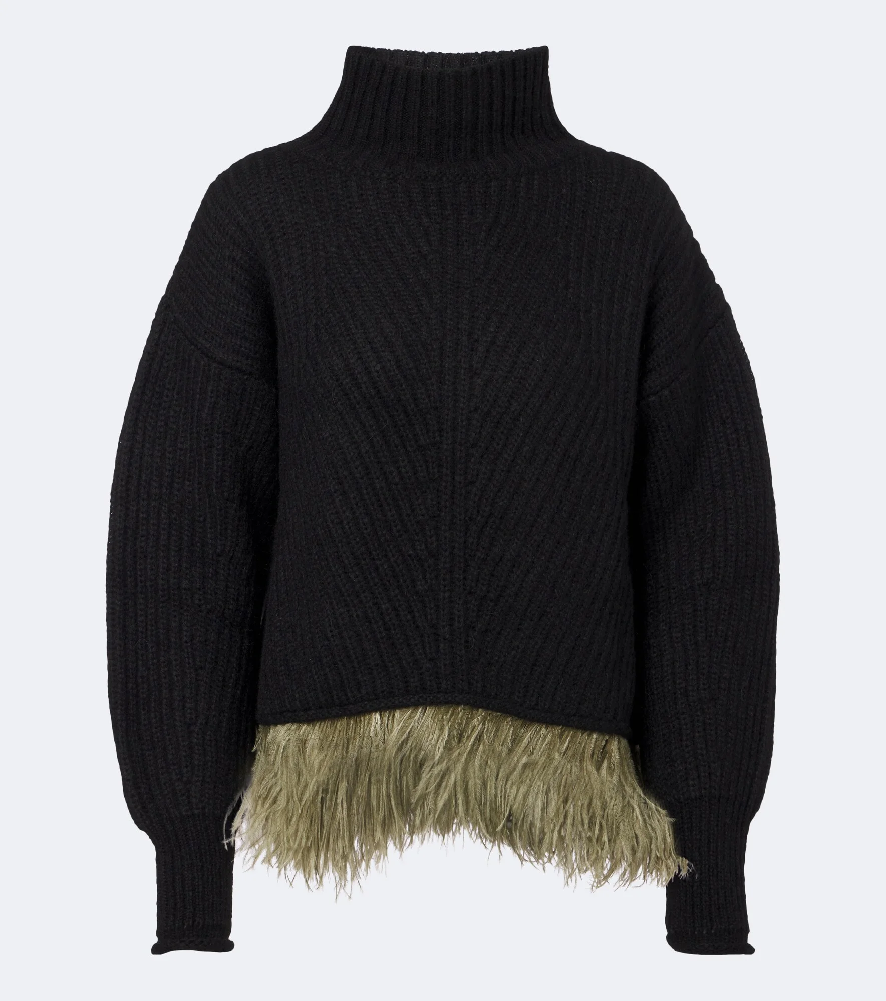 Feather-trimmed alpaca and wool-blend sweater - 1