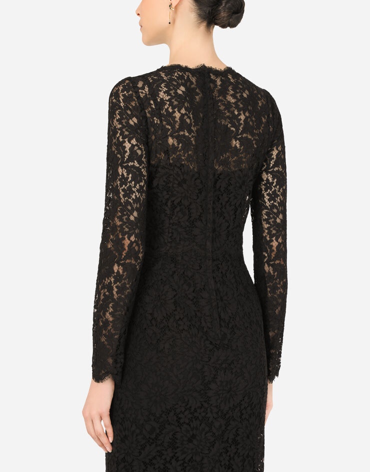 Long-sleeved calf-length dress in cordonetto lace - 5