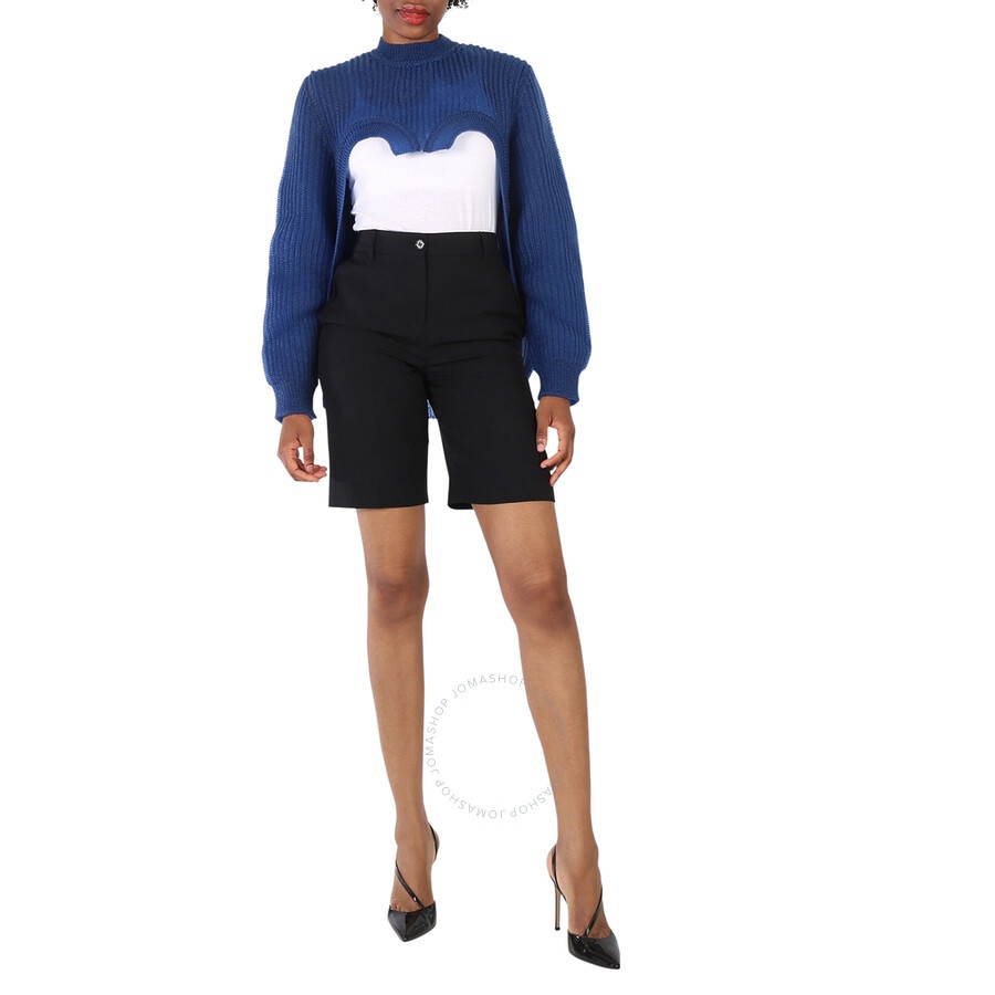 Open Box - Burberry Ladies Warm Royal Blue Cut-Out Knit Technical Reconstructed Sweater, Size Large - 4
