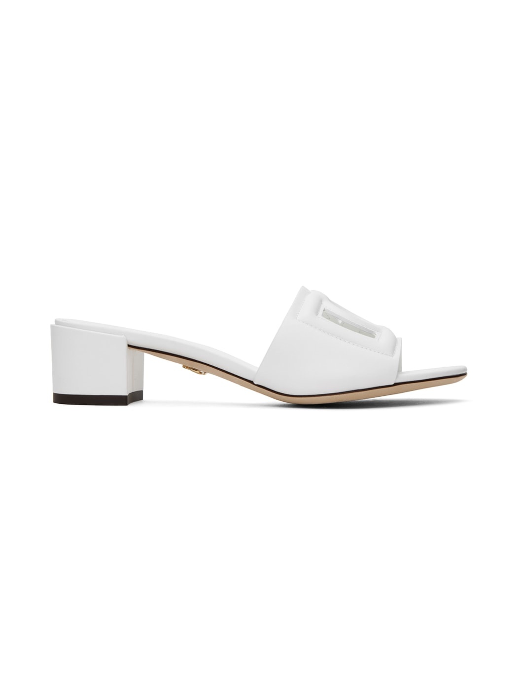 White Calfskin DG Millennials Logo Mules - 1